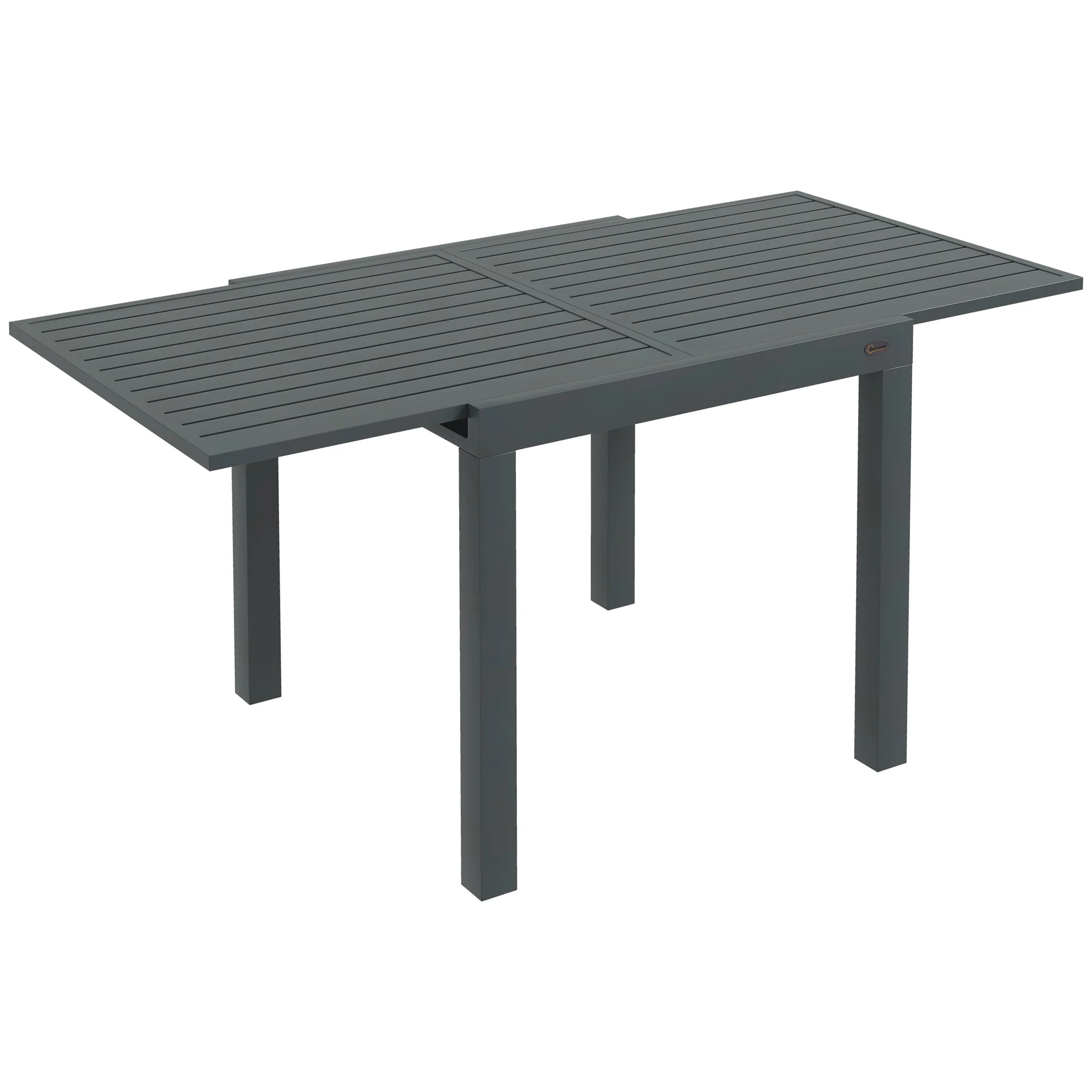Expandable Patio Dining Table for 4-6 with Aluminum Frame, Gray - Image 2