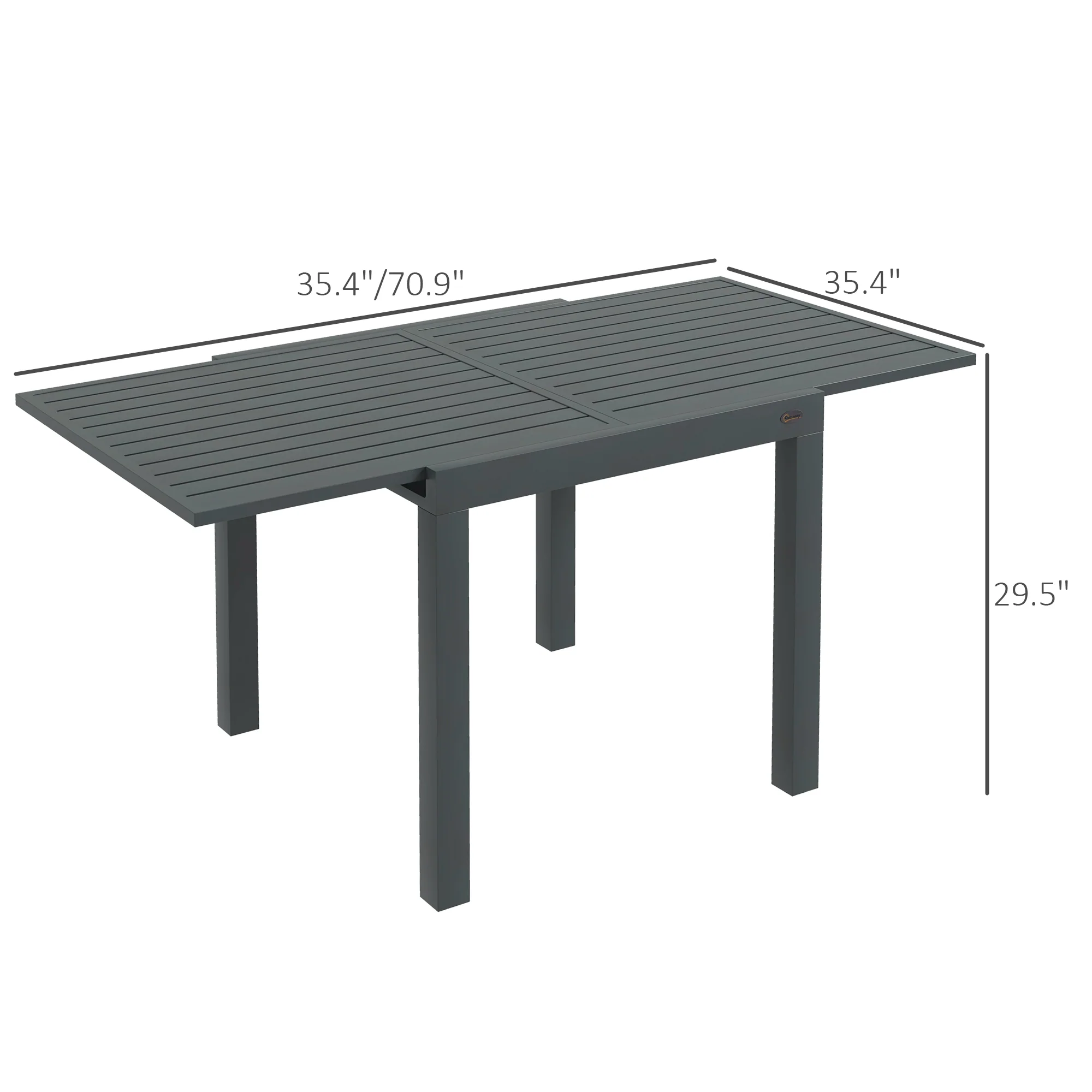 Expandable Patio Dining Table for 4-6 with Aluminum Frame, Gray - Image 5
