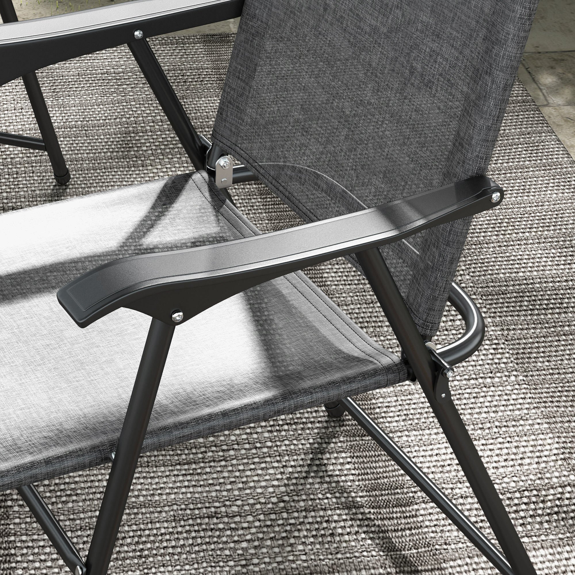 4-Piece Folding Chairs with Armrests & Mesh Seat for Patio, Camping, Lawn, Gray - Image 10
