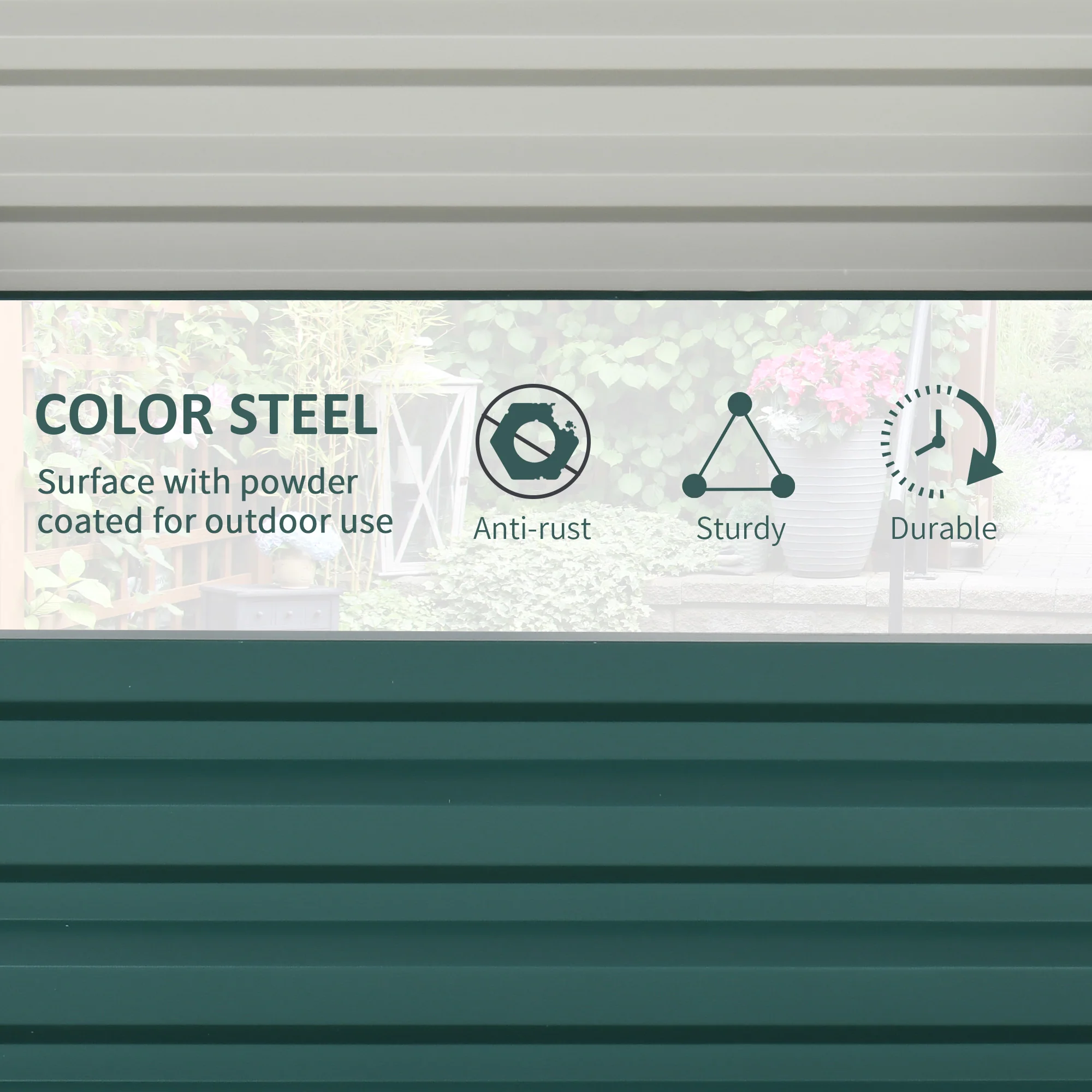 Galvanized Raised Garden Bed for Growing Vegetables, Flowers, Herbs, Succulents, 4' x 4' x 1', Green - Image 7