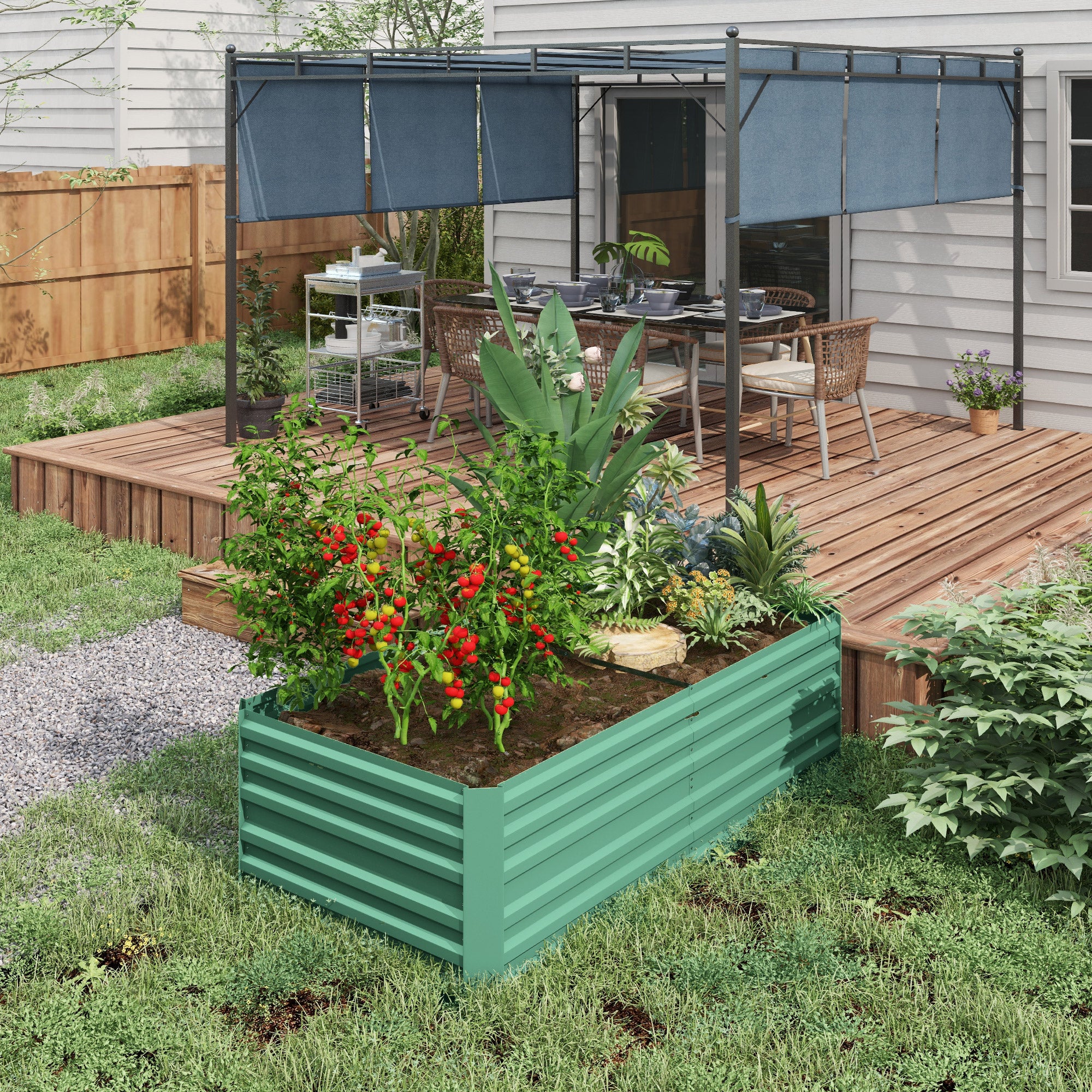 Galvanized Raised Garden Bed Kit with Reinforcing Bars, Large and Tall Metal Planter Box for Vegetables, Flowers and Herbs, 6' x 3' x 2', Light Green - Image 3