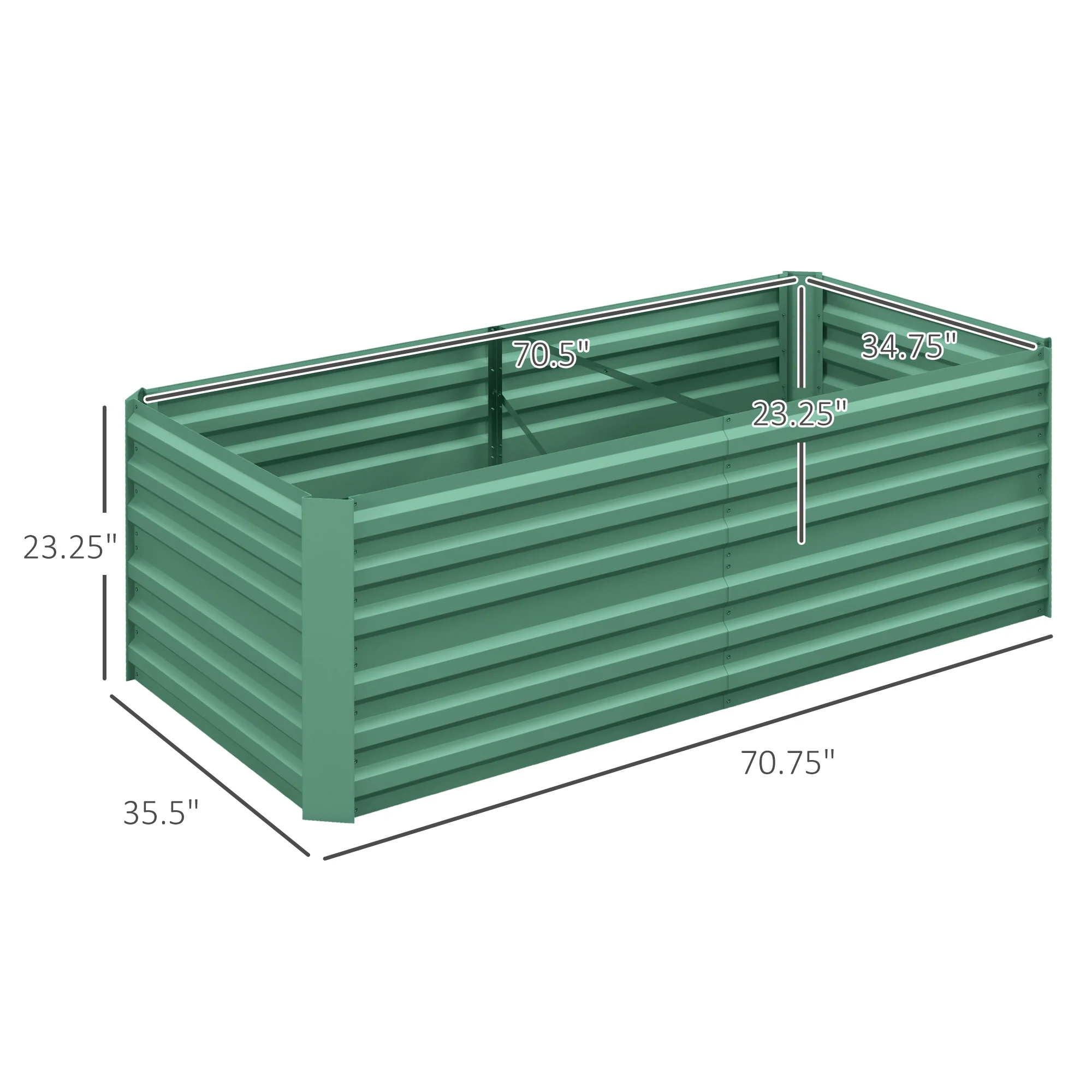 Galvanized Raised Garden Bed Kit with Reinforcing Bars, Large and Tall Metal Planter Box for Vegetables, Flowers and Herbs, 6' x 3' x 2', Light Green - Image 5