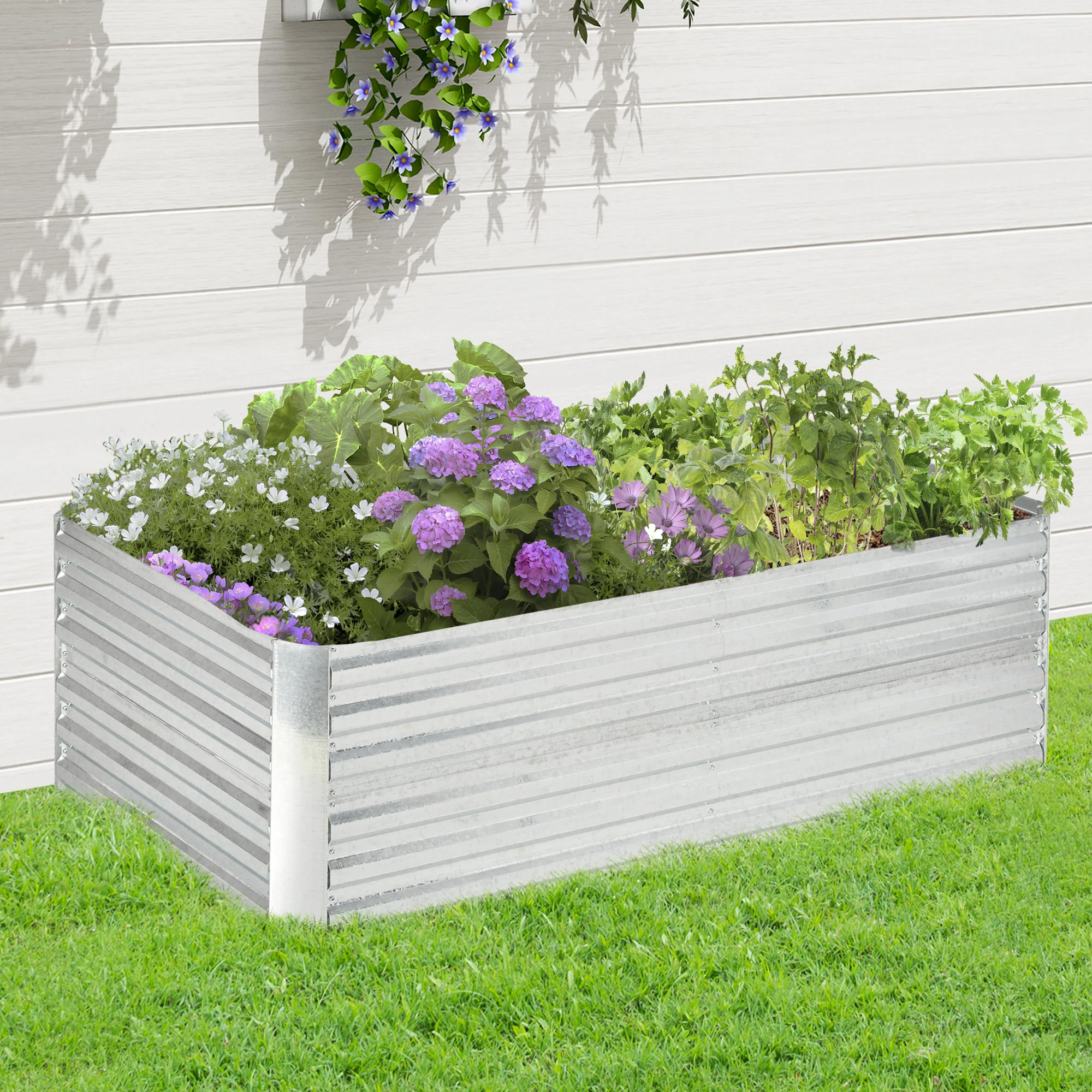 Galvanized Raised Garden Bed Kit with Reinforcing Bars, Large and Tall Metal Planter Box for Vegetables, Flowers and Herbs, 6' x 3' x 2', Silver - Image 4