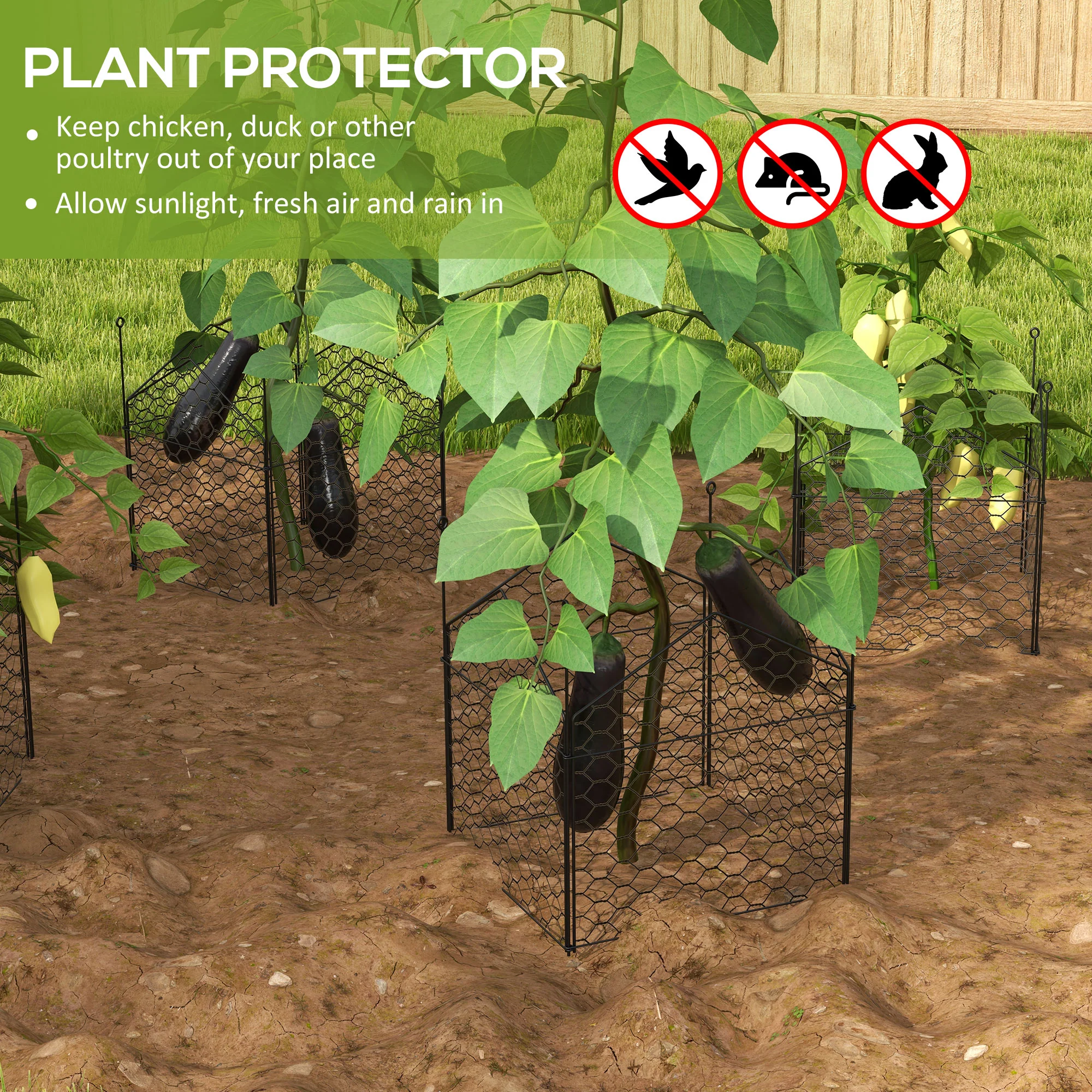 4 Pcs Garden Chicken Wire Cloche,  12" x 14" Metal  Plant Protectors from Animals, Black - Image 6