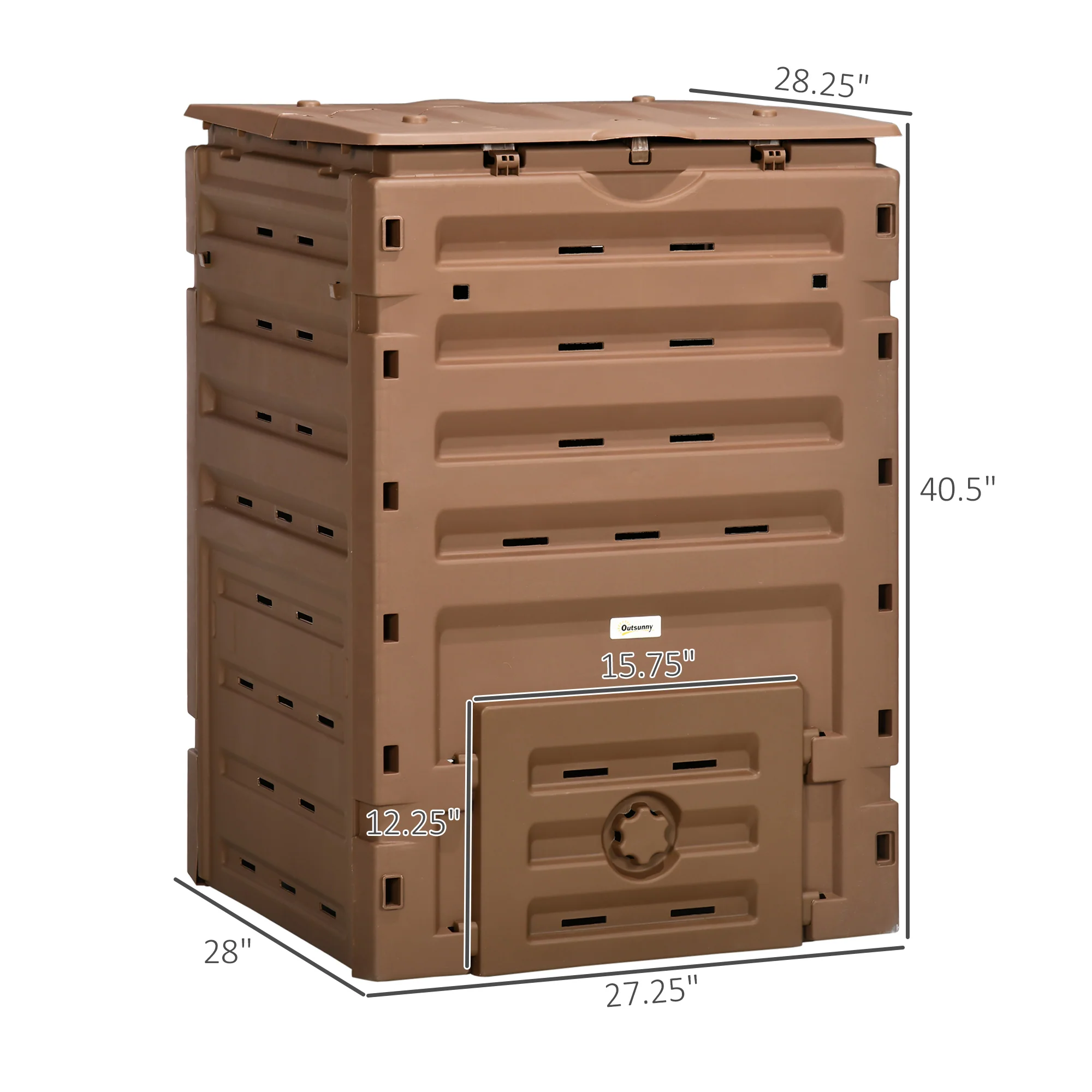 120 Gallon Outdoor Compost Bin with 80 Vents and 2 Sliding Doors, Composter Box BPA Free, Brown - Image 5