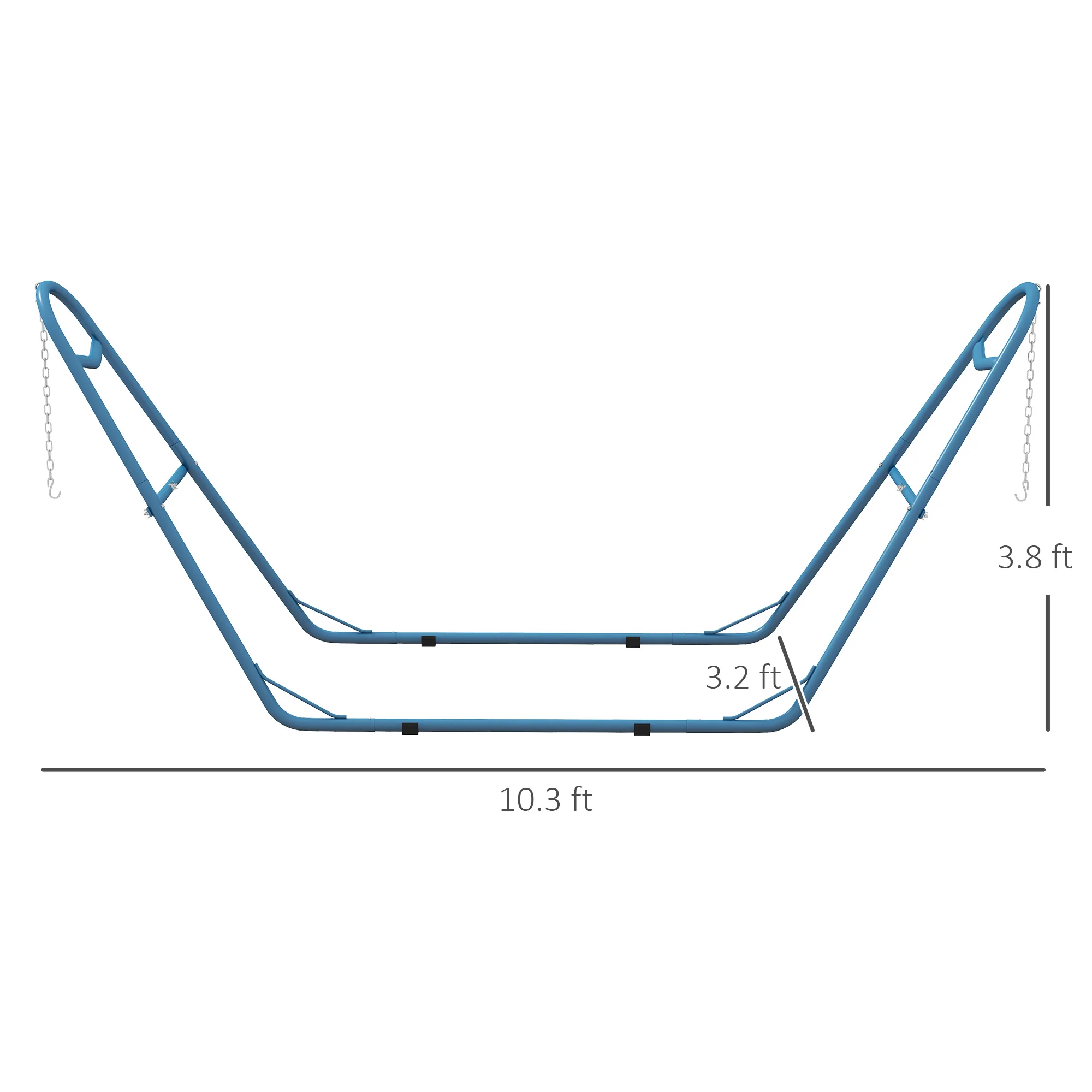 10.3' Adjustable Steel Hammock Stand, Portable Weather-Resistant Frame, 550lbs Capacity, Blue - Image 5