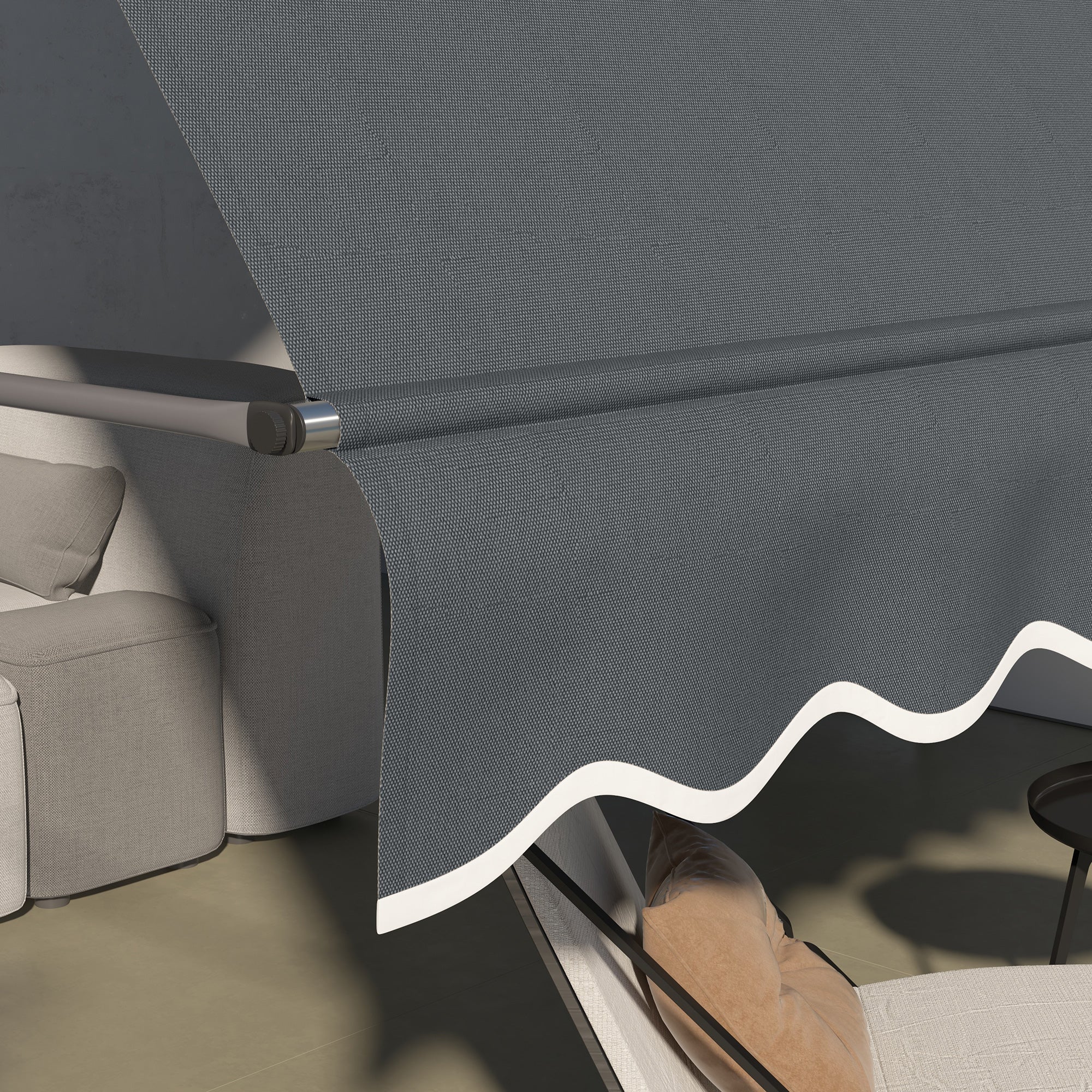 11.5' x 4' Manual Retractable Awning, UV-Resistant Tool-Free Patio Cover, Dark Gray - Image 10