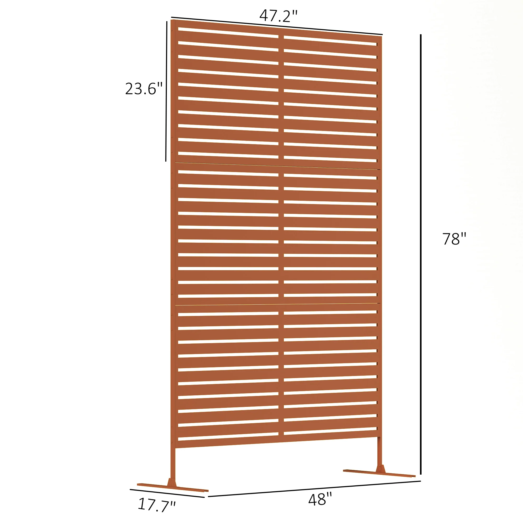 78" x 48" Metal Outdoor Privacy Screen & Climbing Trellis with Stand, Brown - Image 5