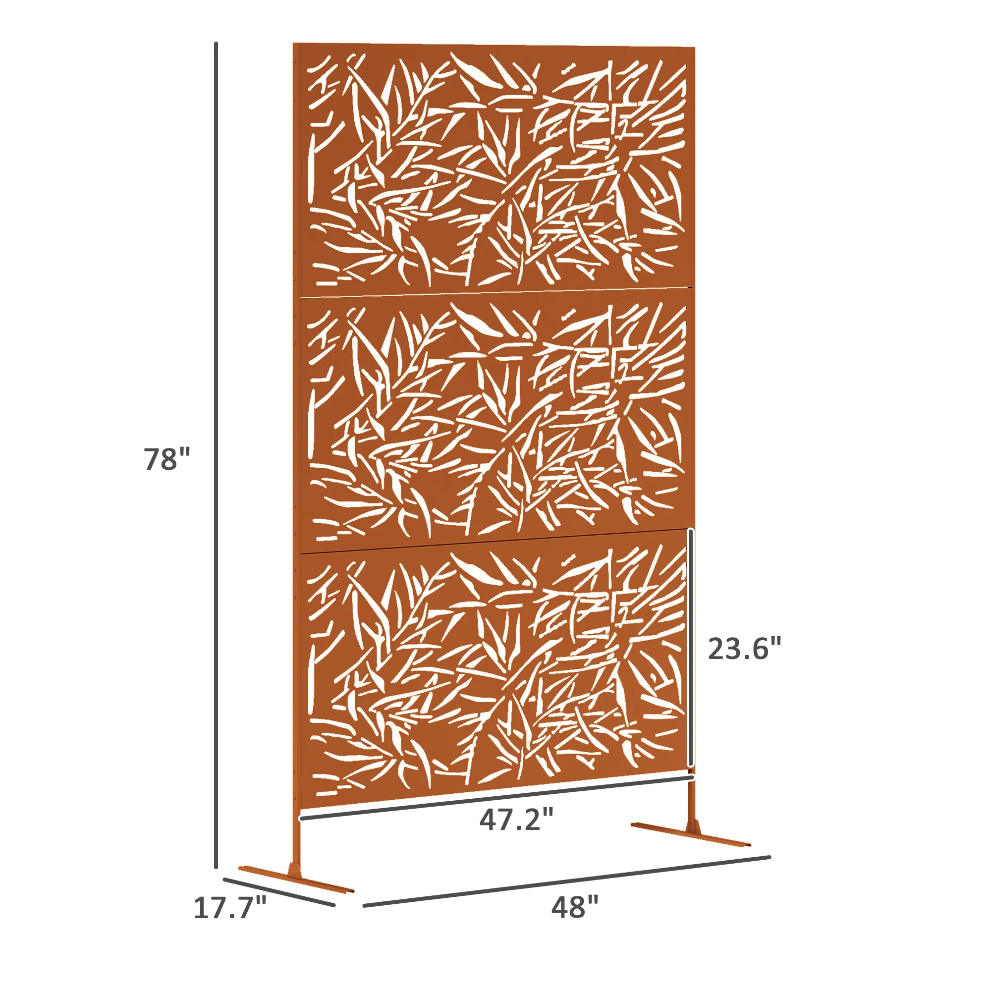 78" x 48" Metal Outdoor Privacy Screen with Climbing Plant Trellis and Stand, Bamboo Brown - Image 5