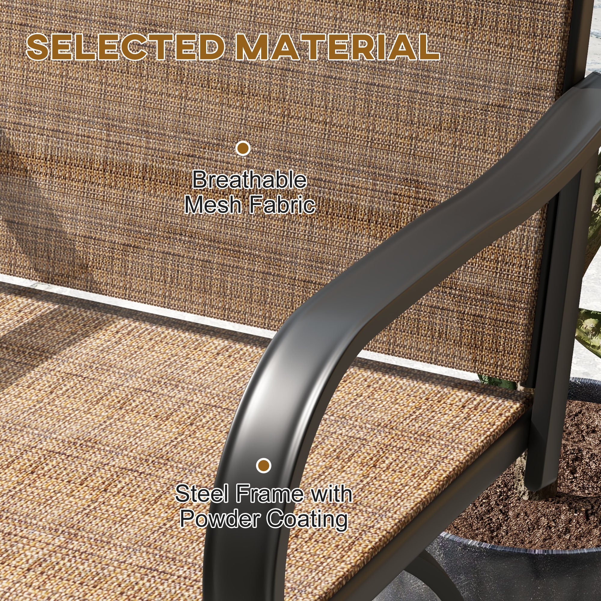 Set of 2 Outdoor Bar Stools with Armrests, 360 Degrees Swivel, Brown - Image 8