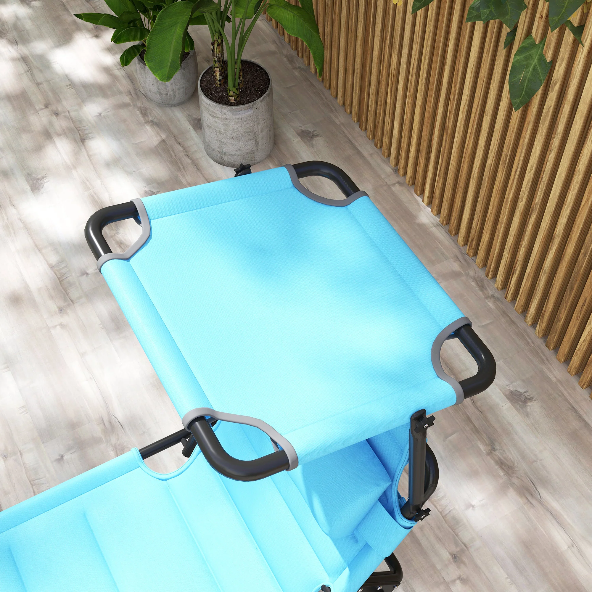 4-Position Adjustable Folding Cushioned Lounge Chair with Sun Shade Roof & Pillow, Blue - Image 9