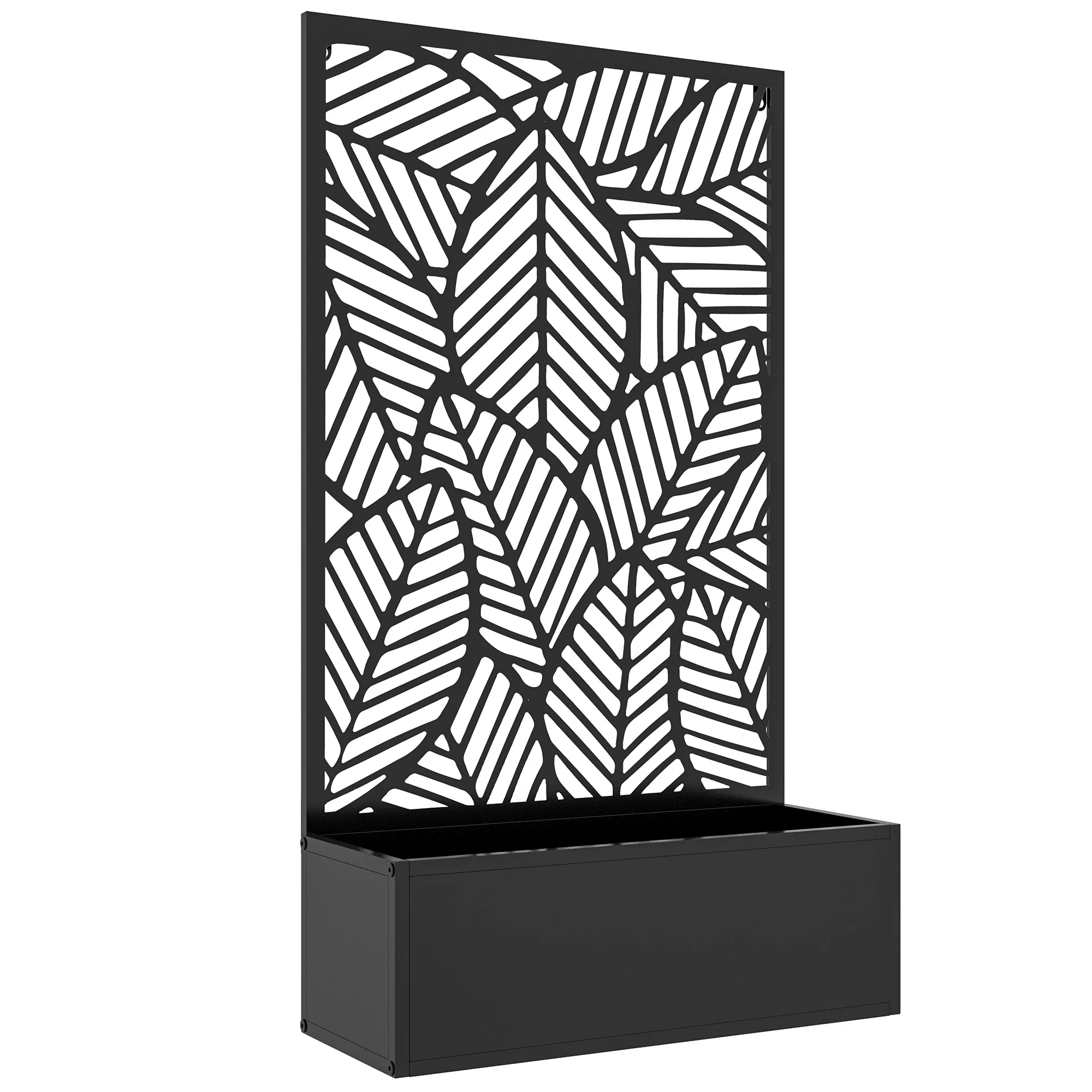 Outdoor Privacy Screen with Planter Box, Metal Privacy Panel, and Raised Garden Bed, Wall-Mounted or Freestanding for Garden, Patio, Pool, Hot Tub, Black - Image 12