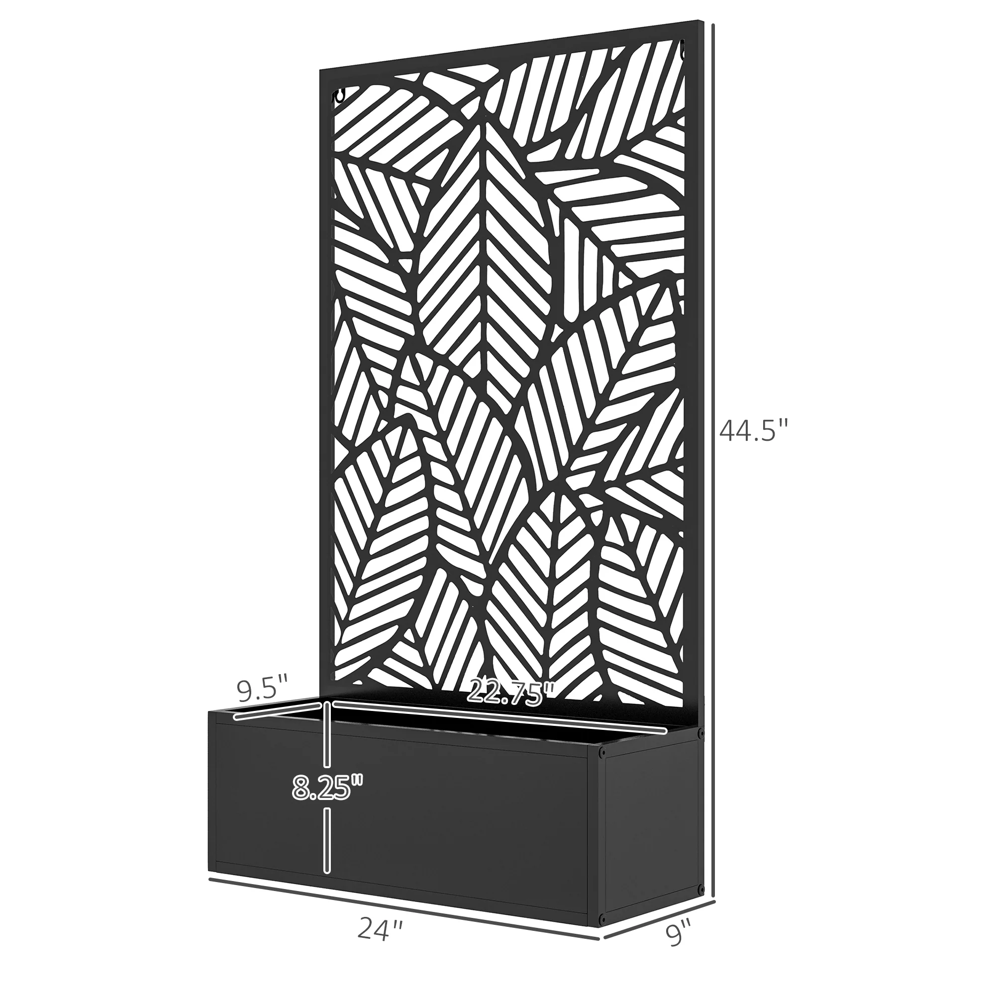 Outdoor Privacy Screen with Planter Box, Metal Privacy Panel, and Raised Garden Bed, Wall-Mounted or Freestanding for Garden, Patio, Pool, Hot Tub, Black - Image 5