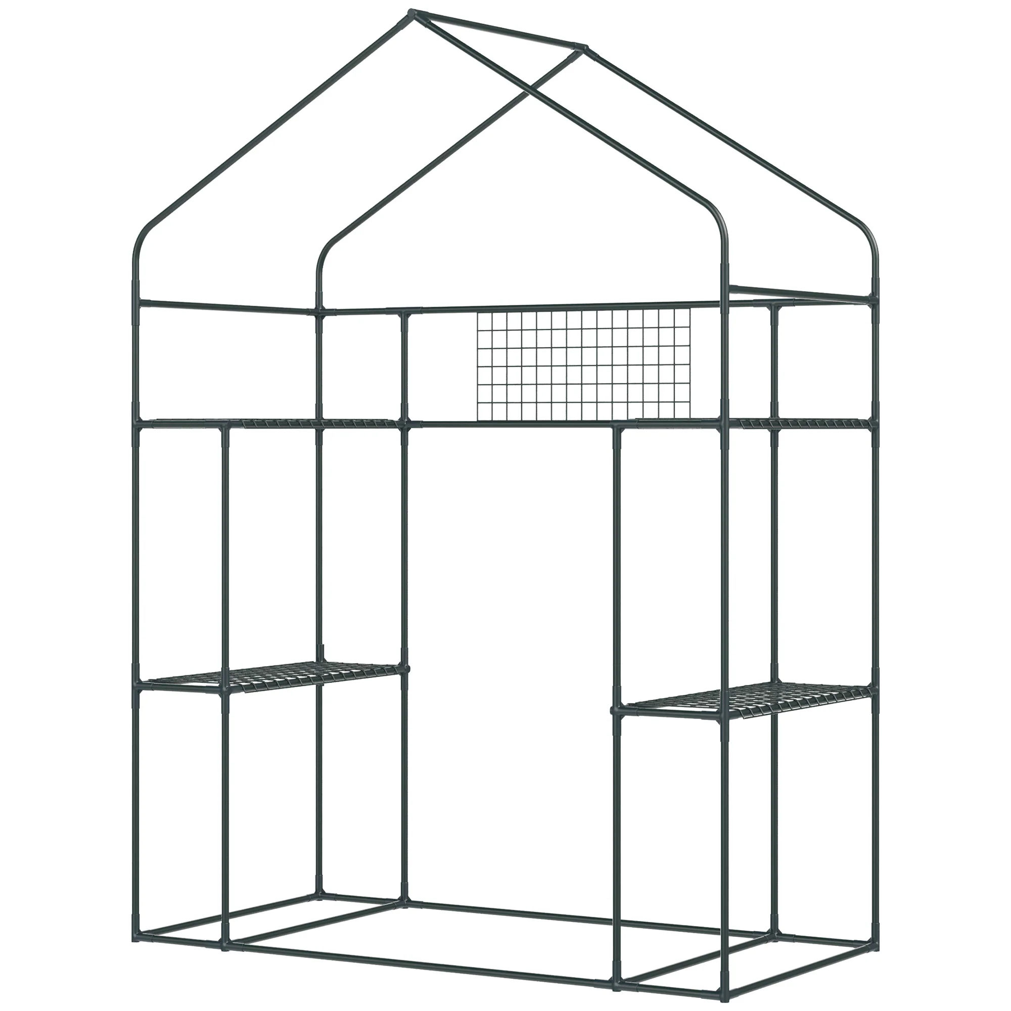56" x 29" x 78" Portable Small Greenhouse with Windows, Two 3-Tier Shelves and Trellis - Image 11