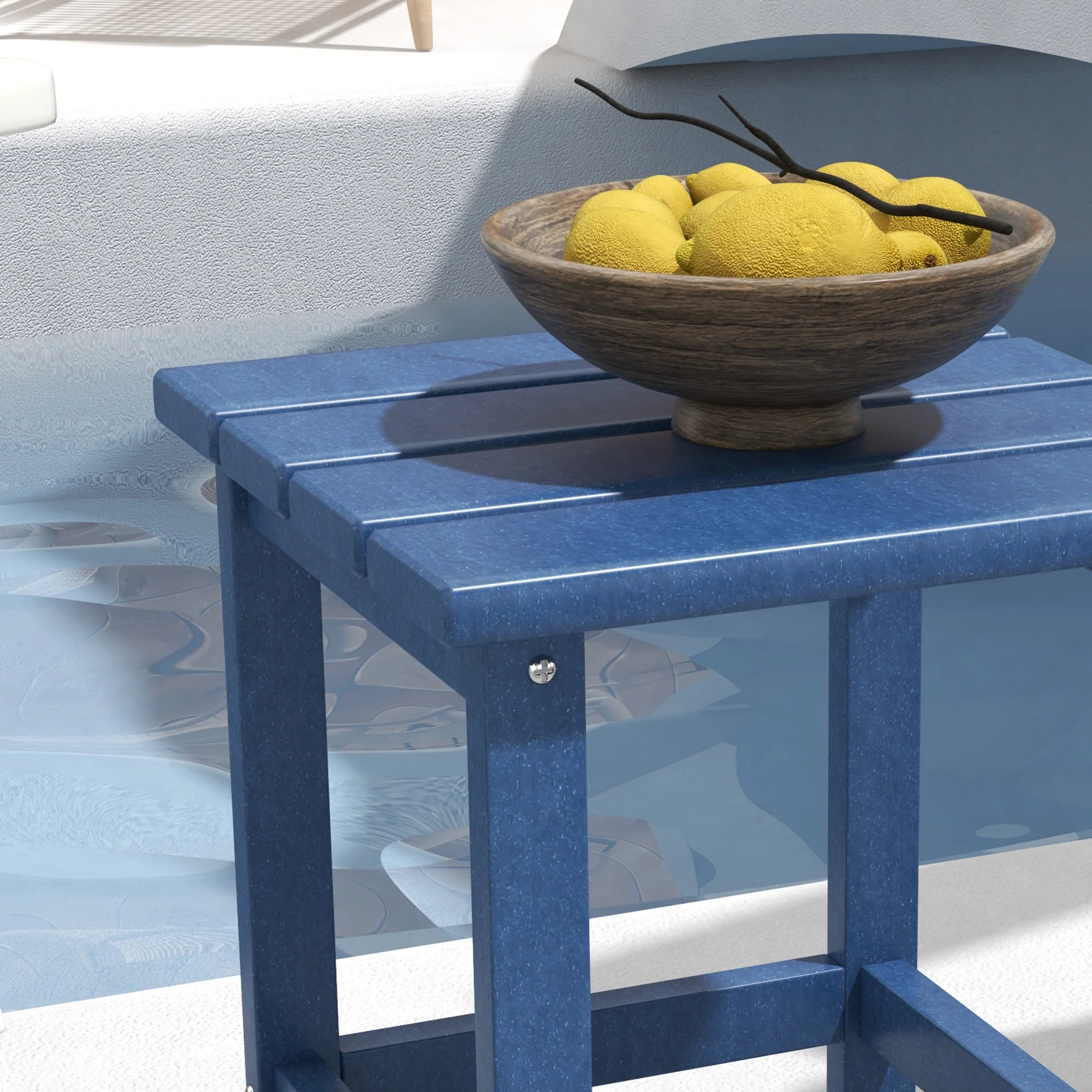 15" Patio Accent Table, Square Coffee Table for Indoor Outdoor, Blue - Image 9