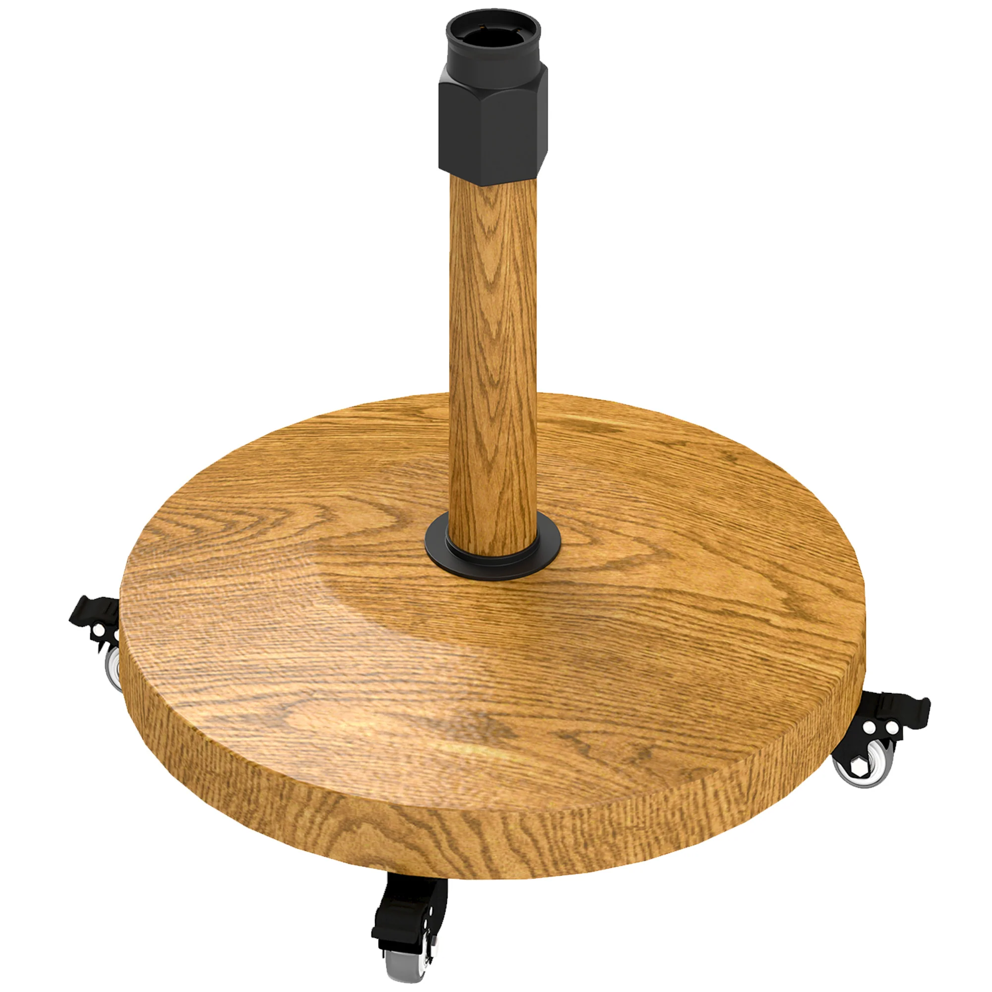 Patio Umbrella Base Holder, Outdoor Umbrella Base with Wheels, Heavy Duty Patio Umbrella Stand Base for Garden, Poolside, Nature Wood - Image 2
