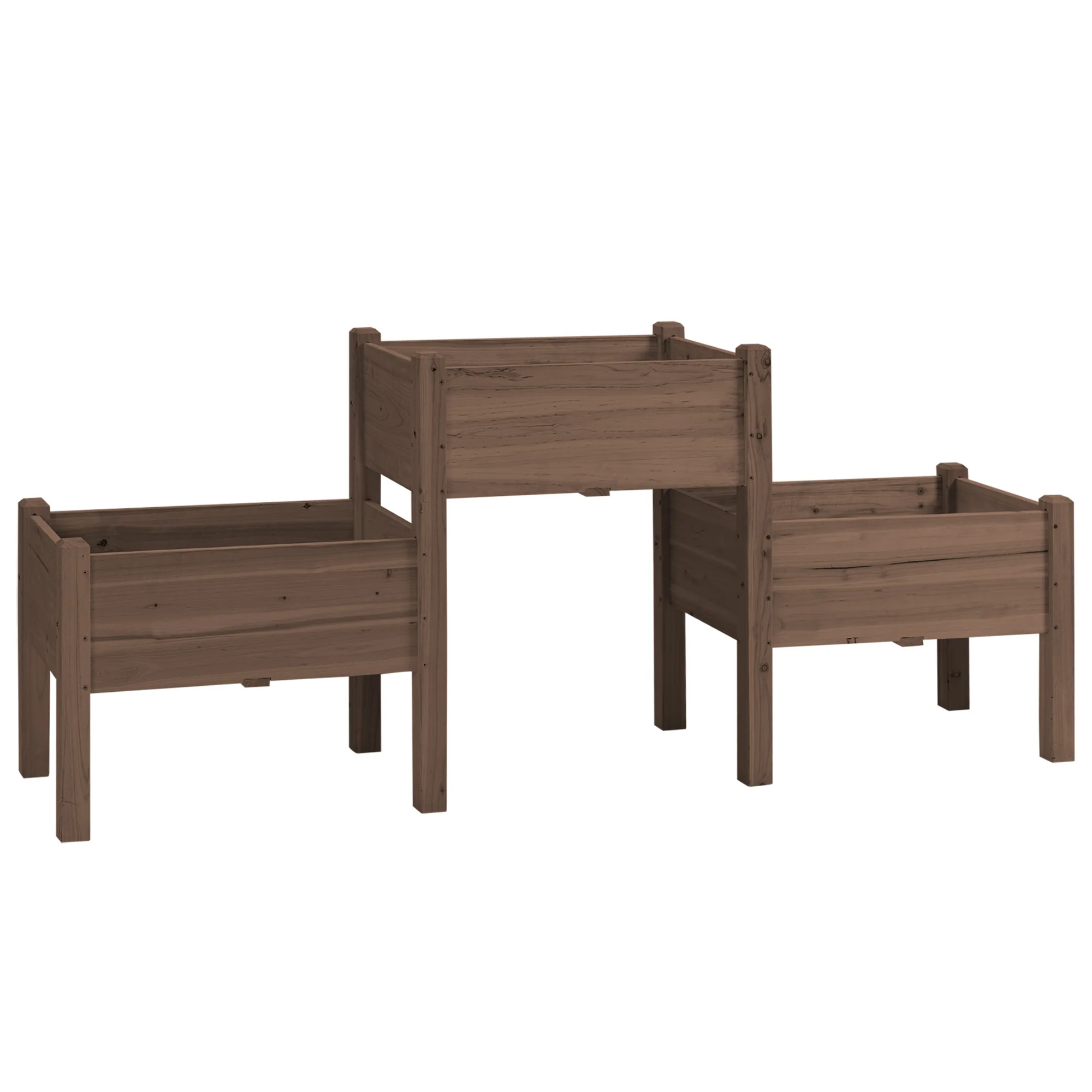 3-Tier Wooden Raised Garden Bed with 3 Planter Boxes for Herbs, Flowers, 73x18x32'', Coffee - Image 12
