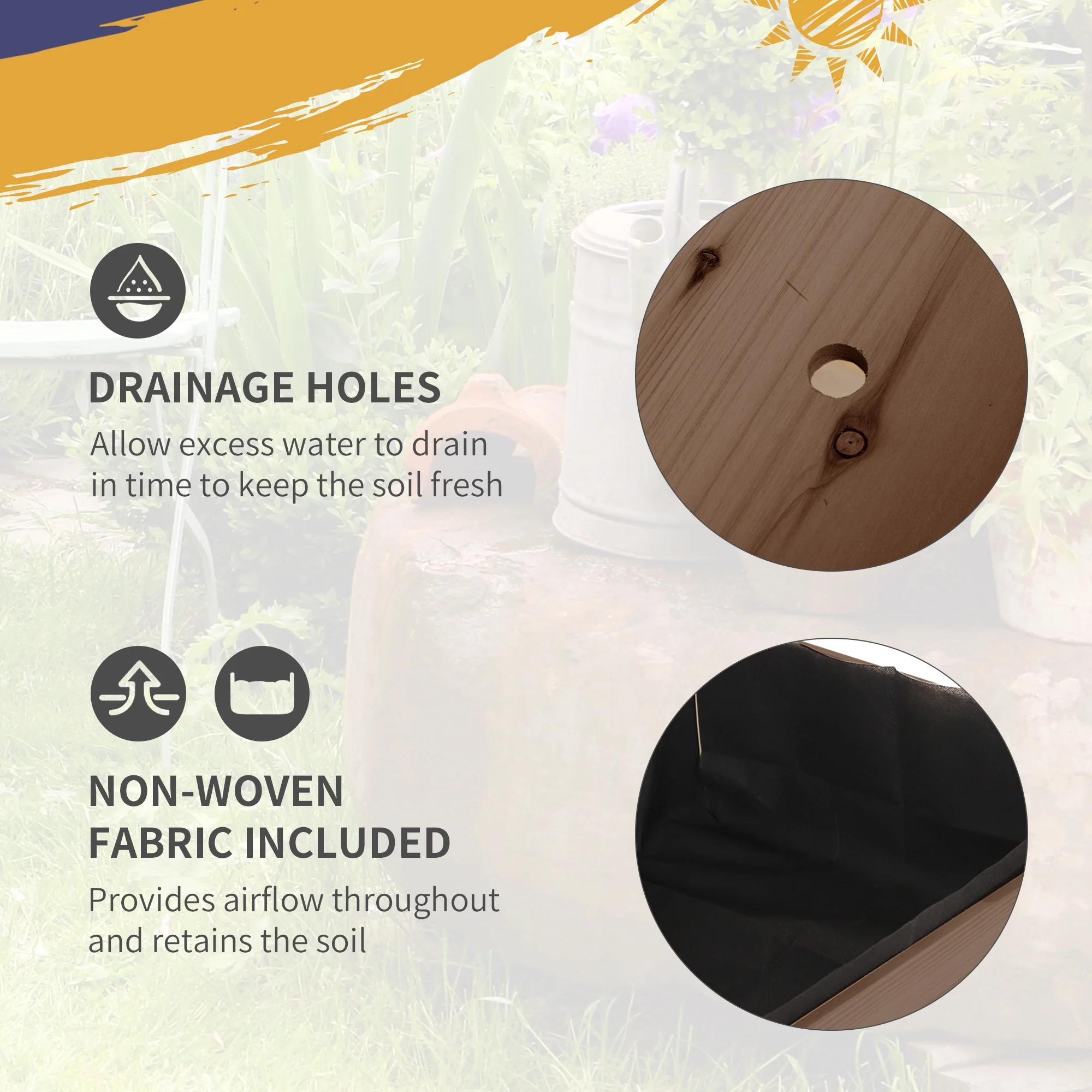 Elevated Garden Bed with 8 Grow Grids, with Storage Shelf & Lockable Wheels, Brown - Image 8