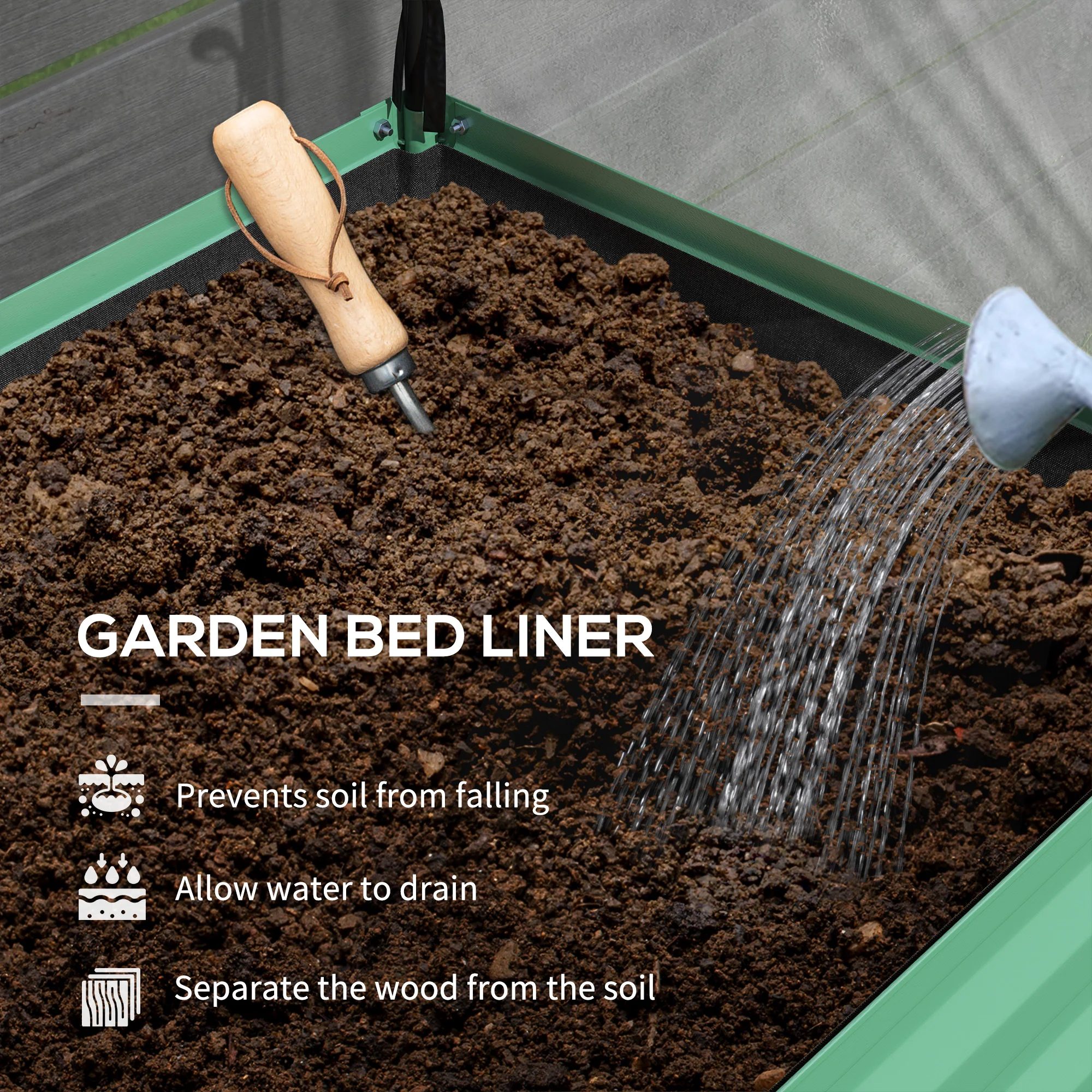 Metal Elevated Garden Bed with Cover & Bottom Shelf for Backyard, 41.75" x 21.25" x 53.25", Green - Image 8