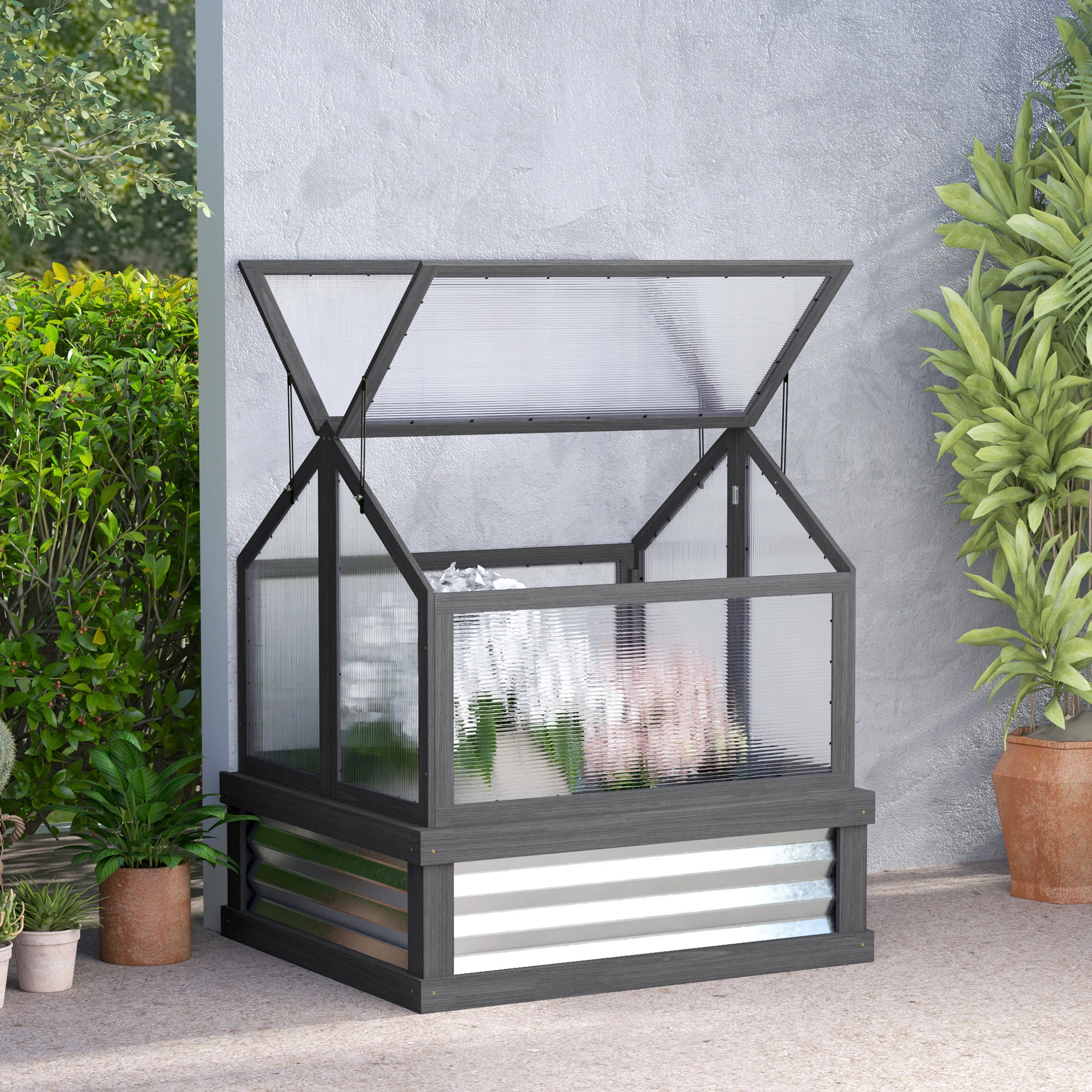 NookGrow Peak Garden Bed with Planter Protection, 35.5" x 31.5" x 36", Gray - Image 4