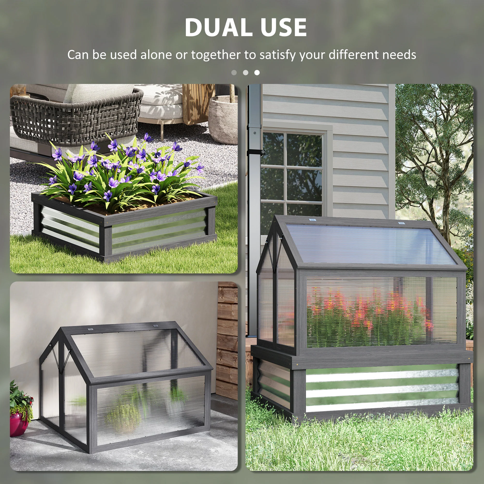 NookGrow Peak Garden Bed with Planter Protection, 35.5" x 31.5" x 36", Gray - Image 6