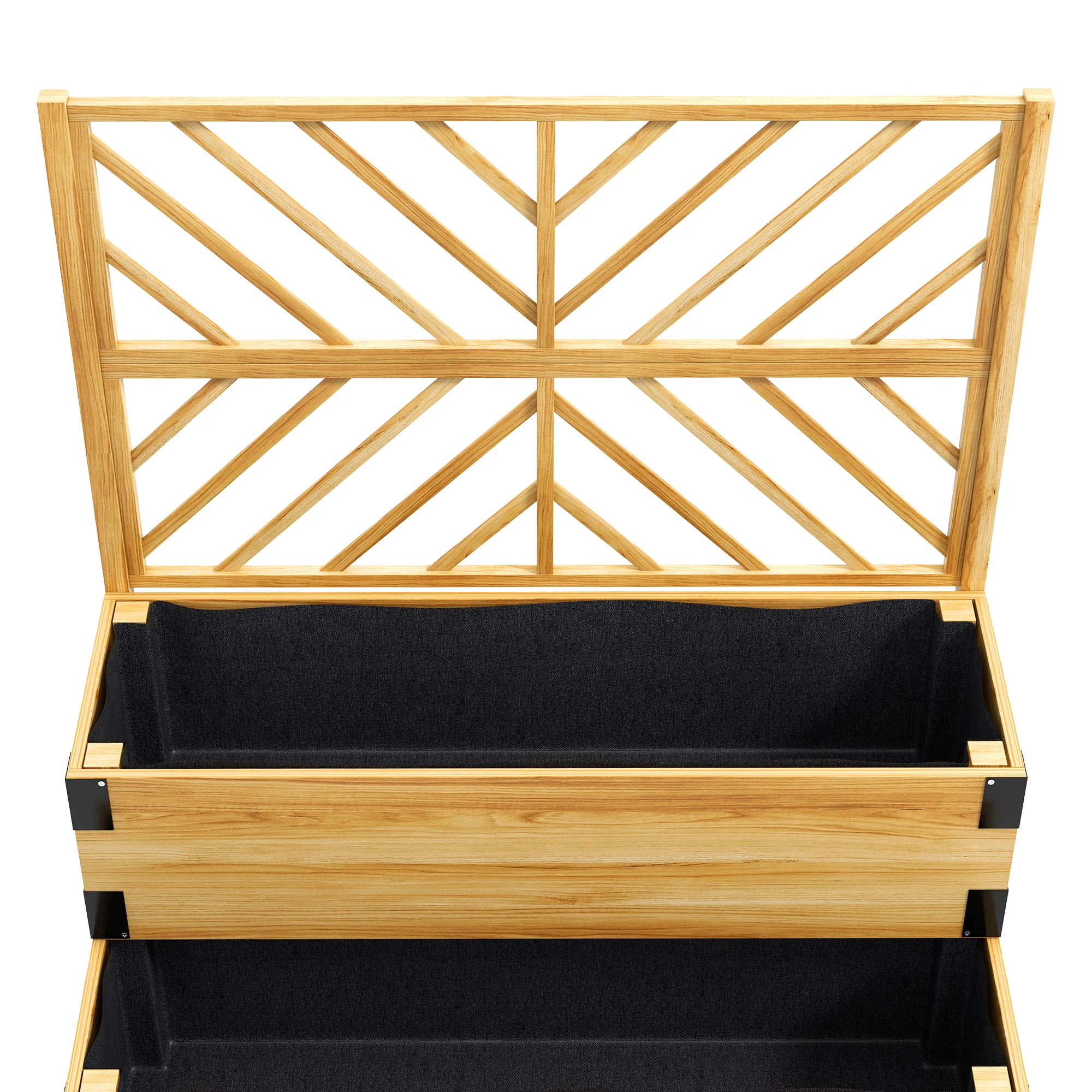 Raised Garden Bed with Trellis, 2 Tier Wooden Elevated Planter Box with Legs and Metal Corners for Vegetables, Flowers, Herbs, Natural - Image 11