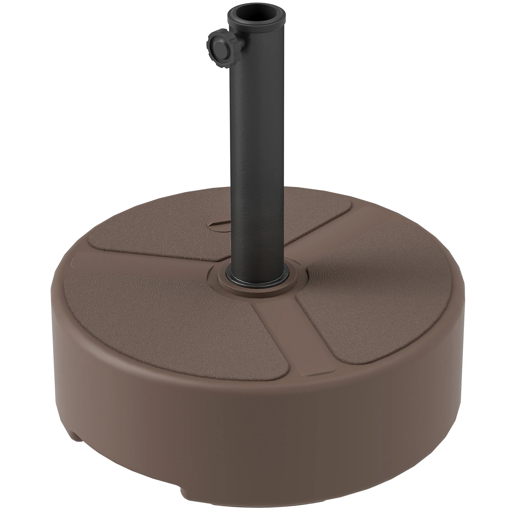 Round Patio Umbrella Base Holder, Heavy Duty Outdoor Umbrella Stand Base, Filled Up to 44lbs with Stand or 40lbs with Water for Garden, Poolside, Brown - Image 2