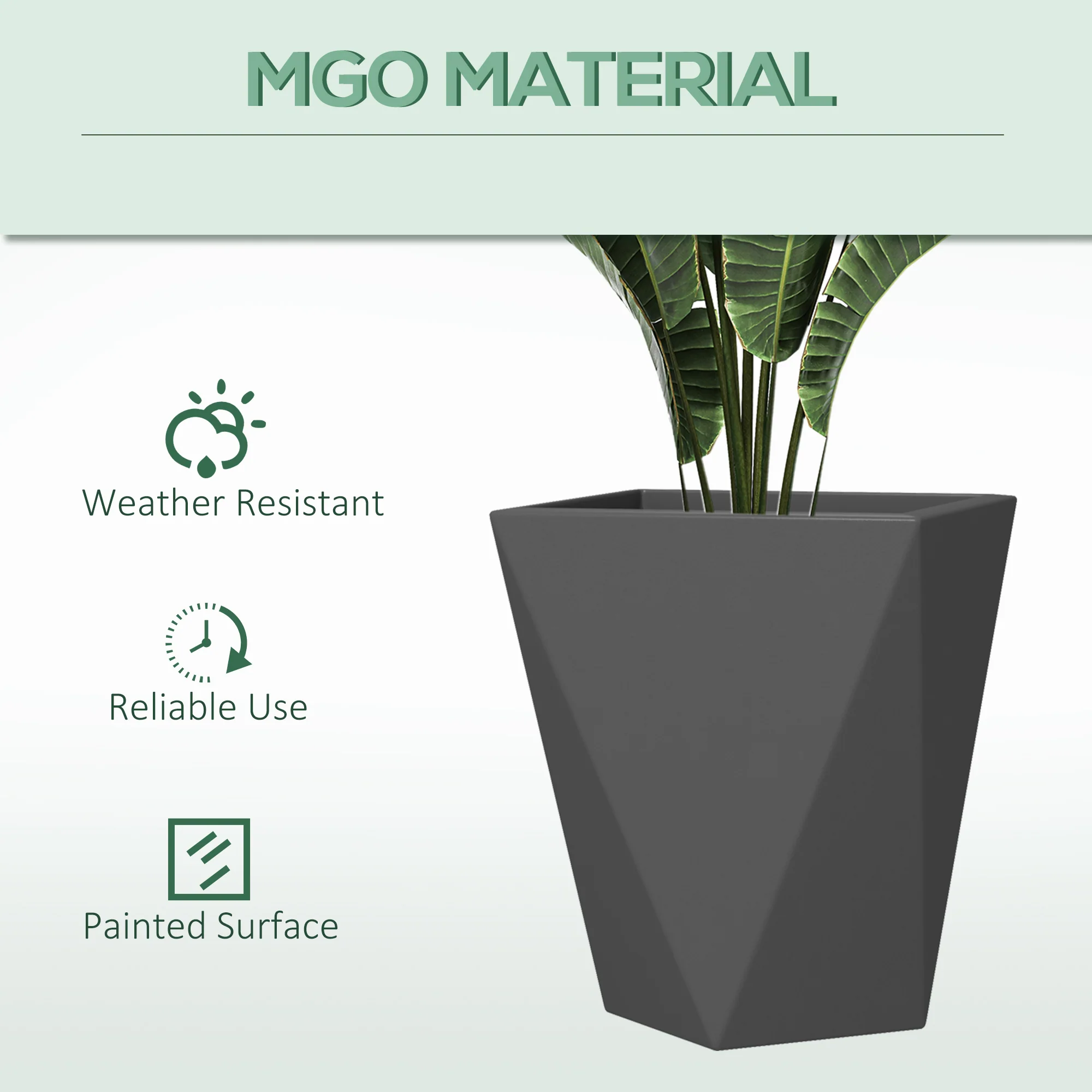 Set of 3 Tall Planters, 18", 15.25", 11.75", MgO Indoor Outdoor Planters with Drainage Holes, Stackable Flower Pots for Garden, Patio, Balcony, Front Door, Gray - Image 9