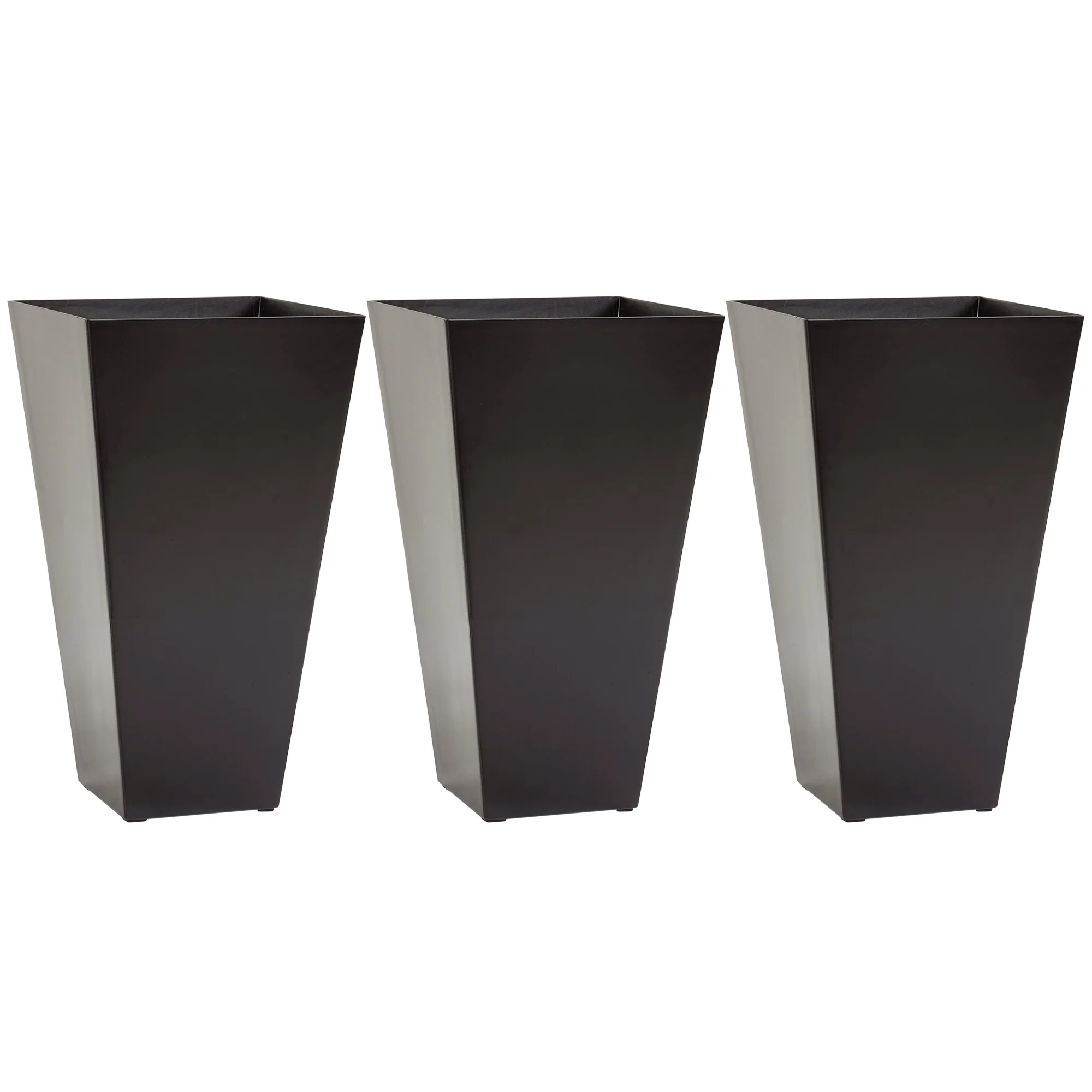 Set of 3 Tall Planters with Drainage Hole, 28" Outdoor Flower Plant Pots, Indoor Planters for Porch Patio and Deck, Brown - Image 12