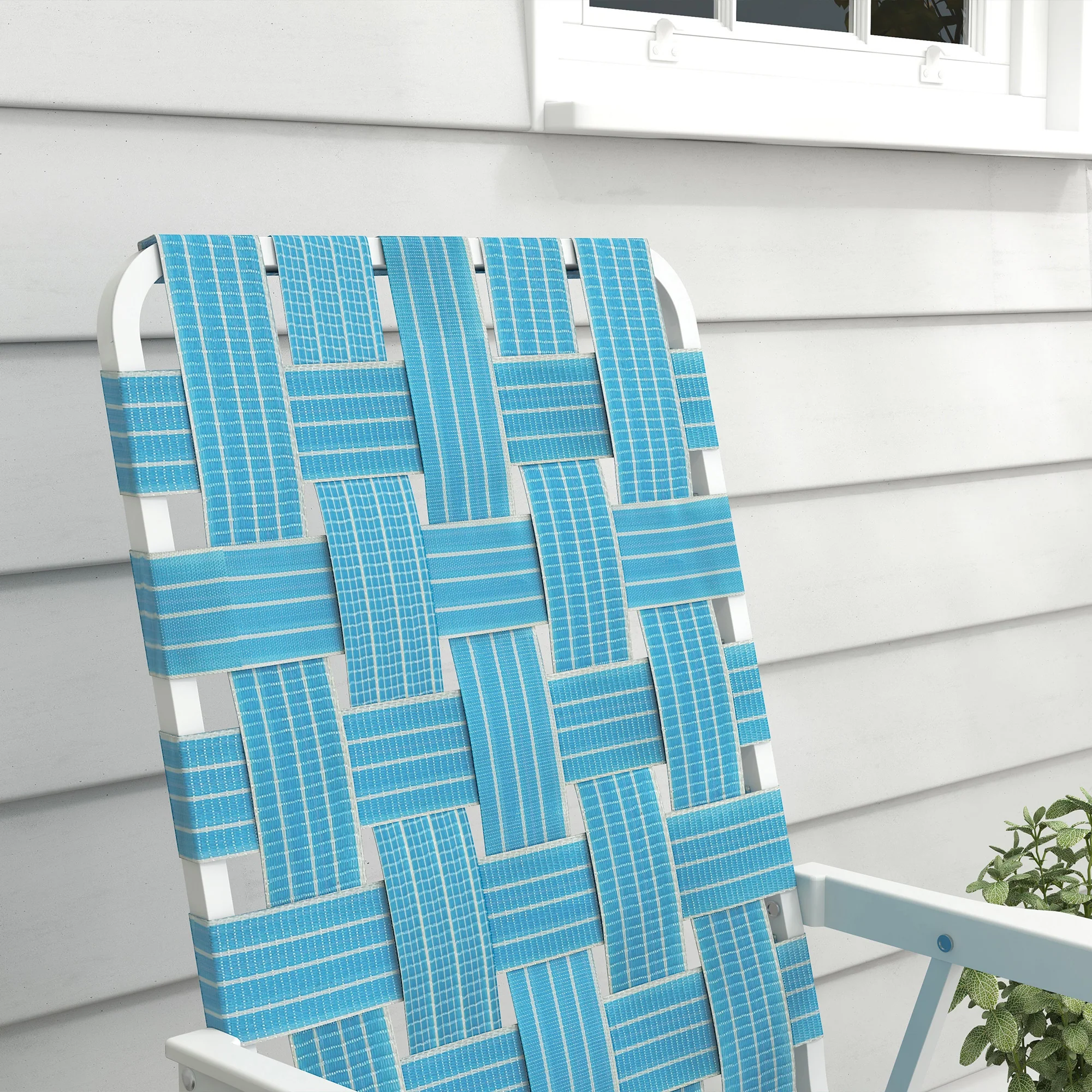 Set of 4 Classic Folding Chairs, Outdoor Camping, Portable Lawn, Armrests, Blue - Image 9
