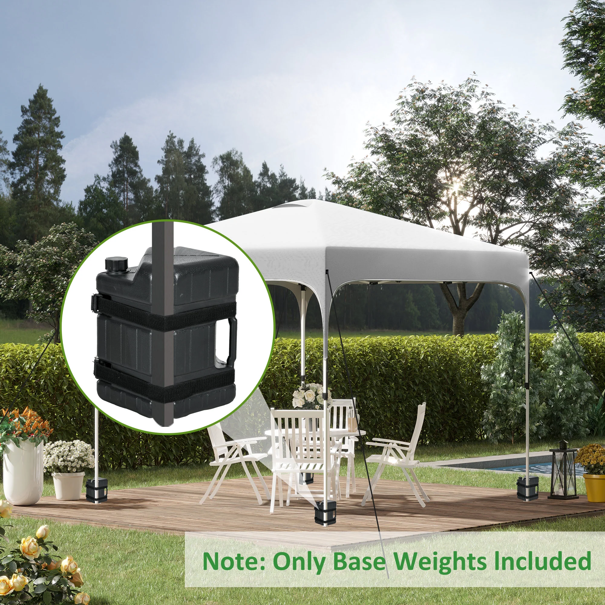 Set of 4 Straight Leg Canopy Weights, HDPE Water or Sand Filled Tent Base for Pop up Canopy, with Built-in Handles and Secure Straps, 115LBS - Image 3