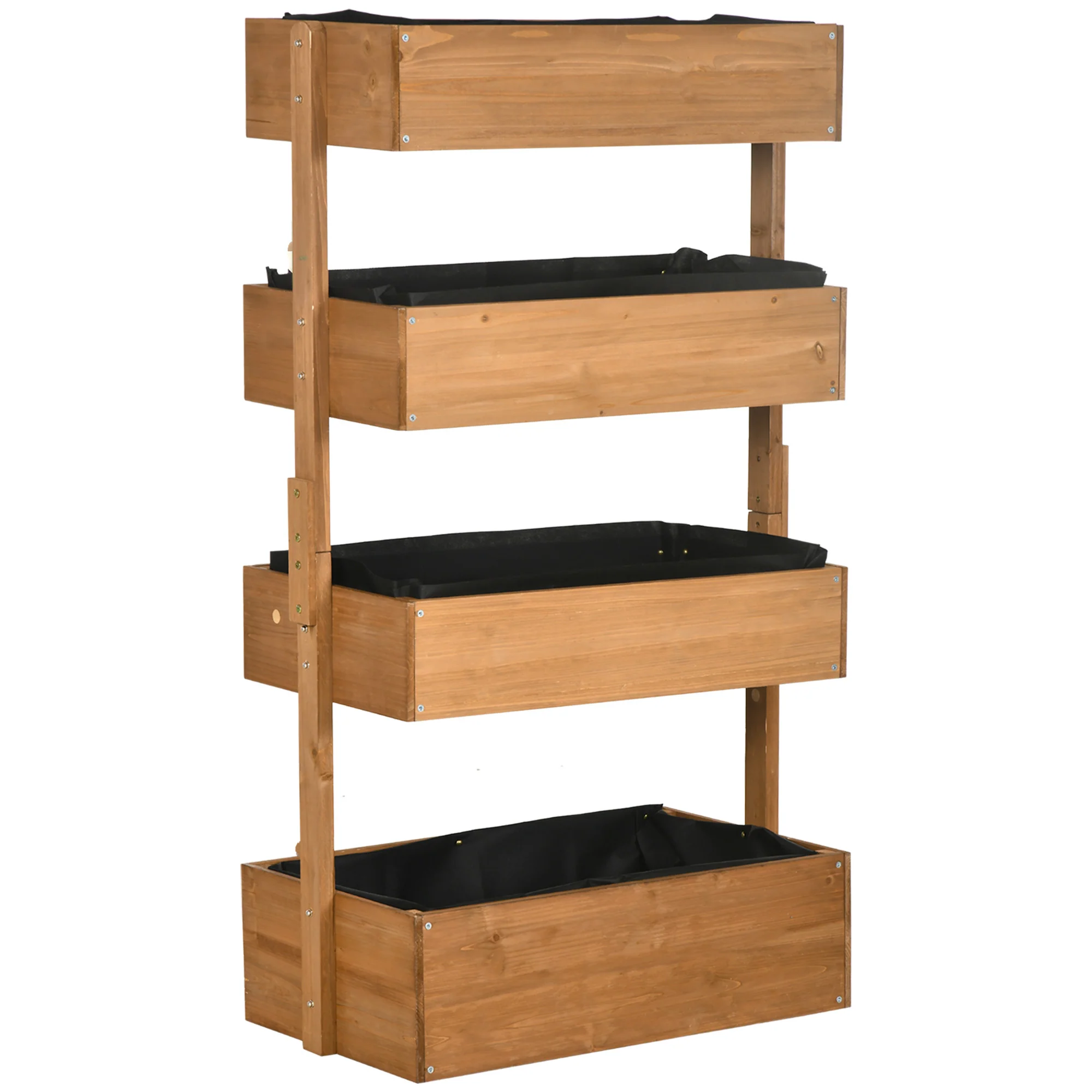 Vertical Garden Planter, Wooden 4 Tier Planter Box, Self-Draining with Non-Woven Fabric for Outdoor Flowers, Vegetables and Herbs, Orange - Image 12