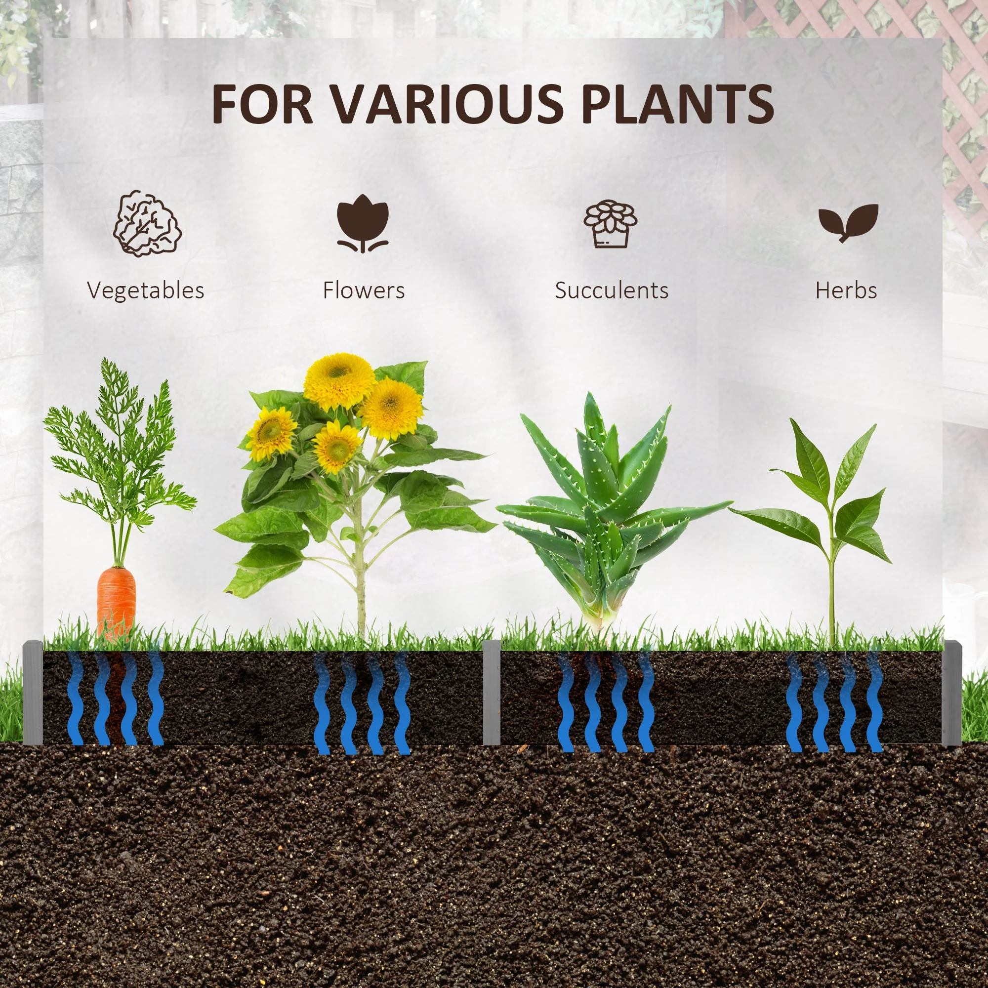 Wooden Raised Garden Bed, Hexagon Screwless Planters for Outdoor Plants, Vegetables, Flowers, Herbs, 39" x 36" x 6", Gray - Image 8