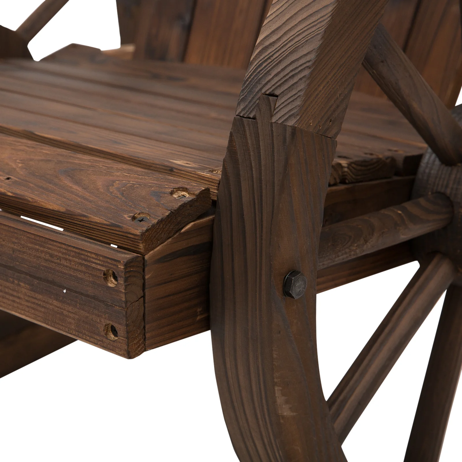 Adirondack Rocker Chair with Slatted Design & Oversized Back for Porch & Garden, Carbonized - Image 10