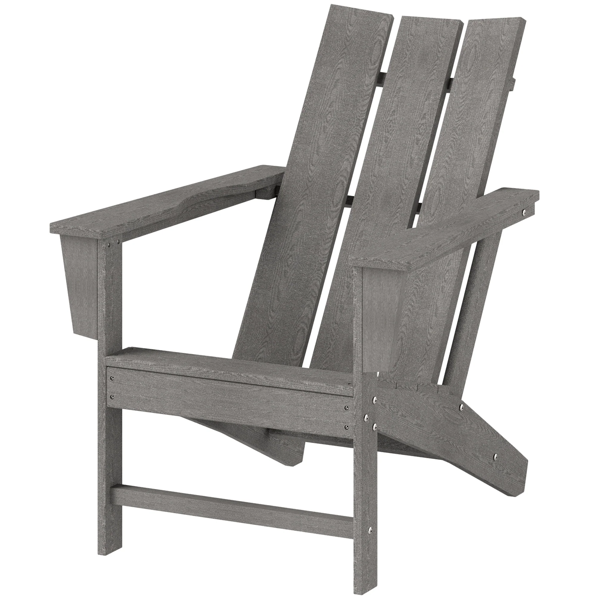 HDPE Plastic Adirondack Chair with High Back & Wide Armrests for Patio, Dark Grey - Image 2