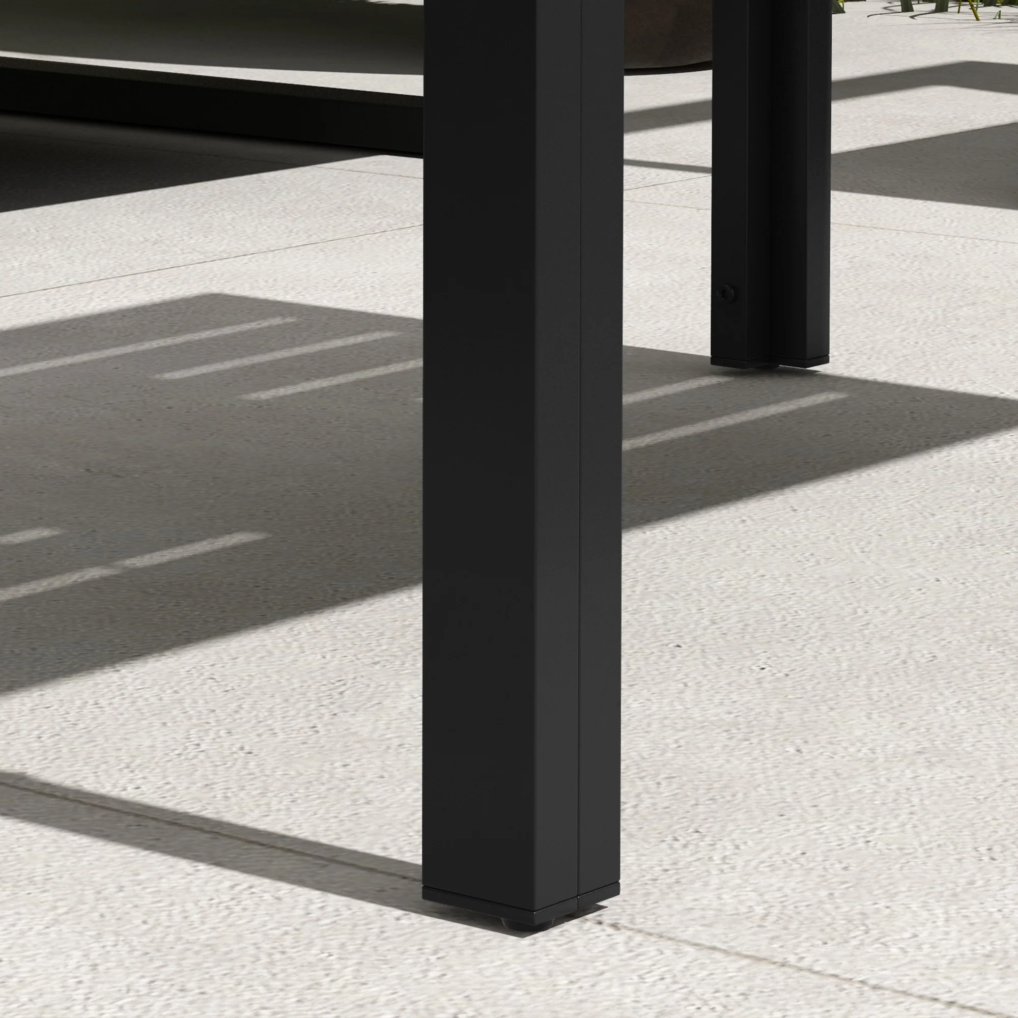 Rectangular Patio Side Table with Steel Frame & Slat Tabletop for Garden, Balcony, Black - Image 11