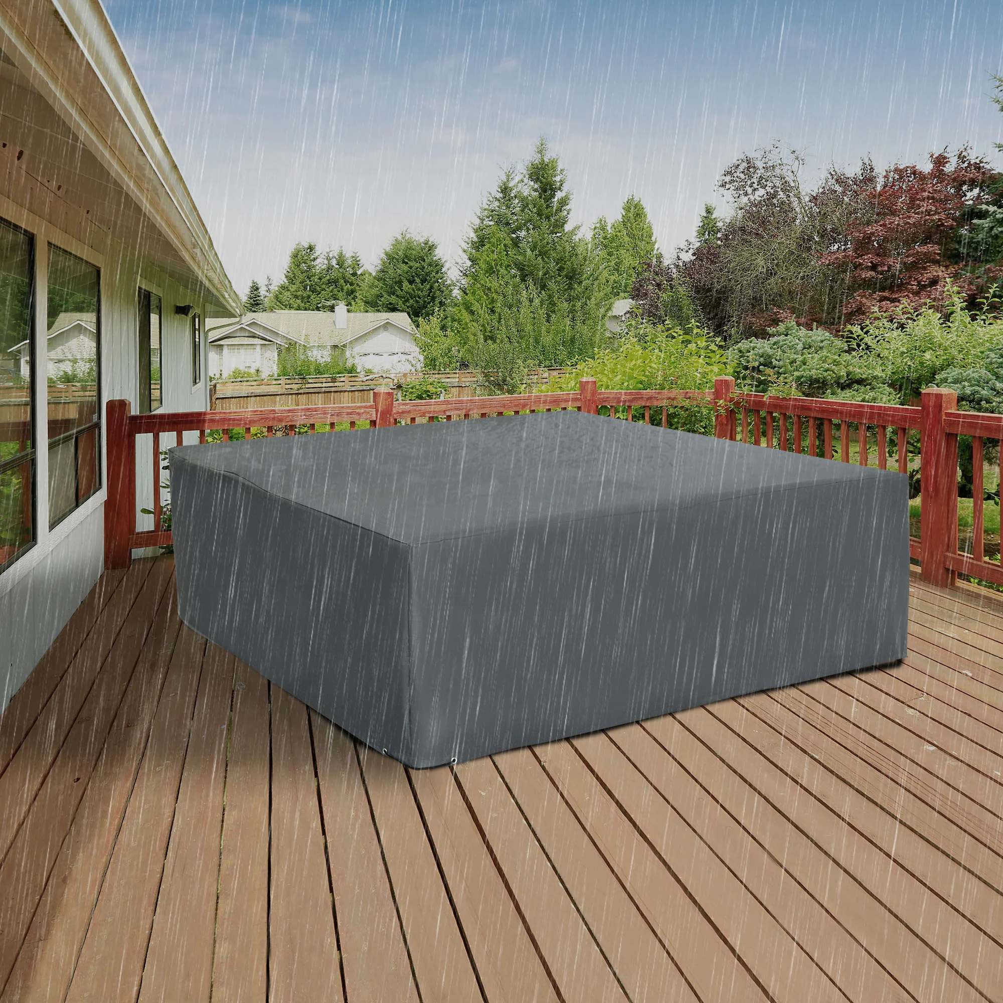 Patio Furniture Covers Waterproof for Lounge Chair Set, 600D Heavy Duty Oxford Patio Cover, 80.7" x 75.6" x 24", Grey - Image 3