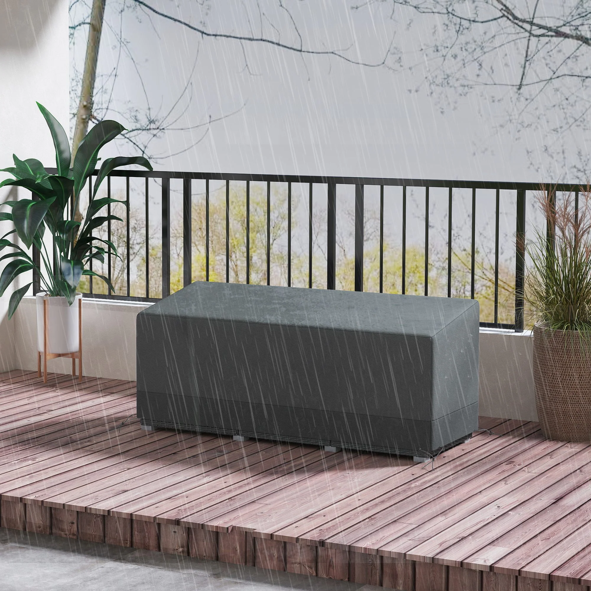Patio Furniture Covers Waterproof for 3 Seater Sofa, 600D Heavy Duty Oxford Outdoor Patio Cover, 75" x 28.3" x 29.9", Grey - Image 4