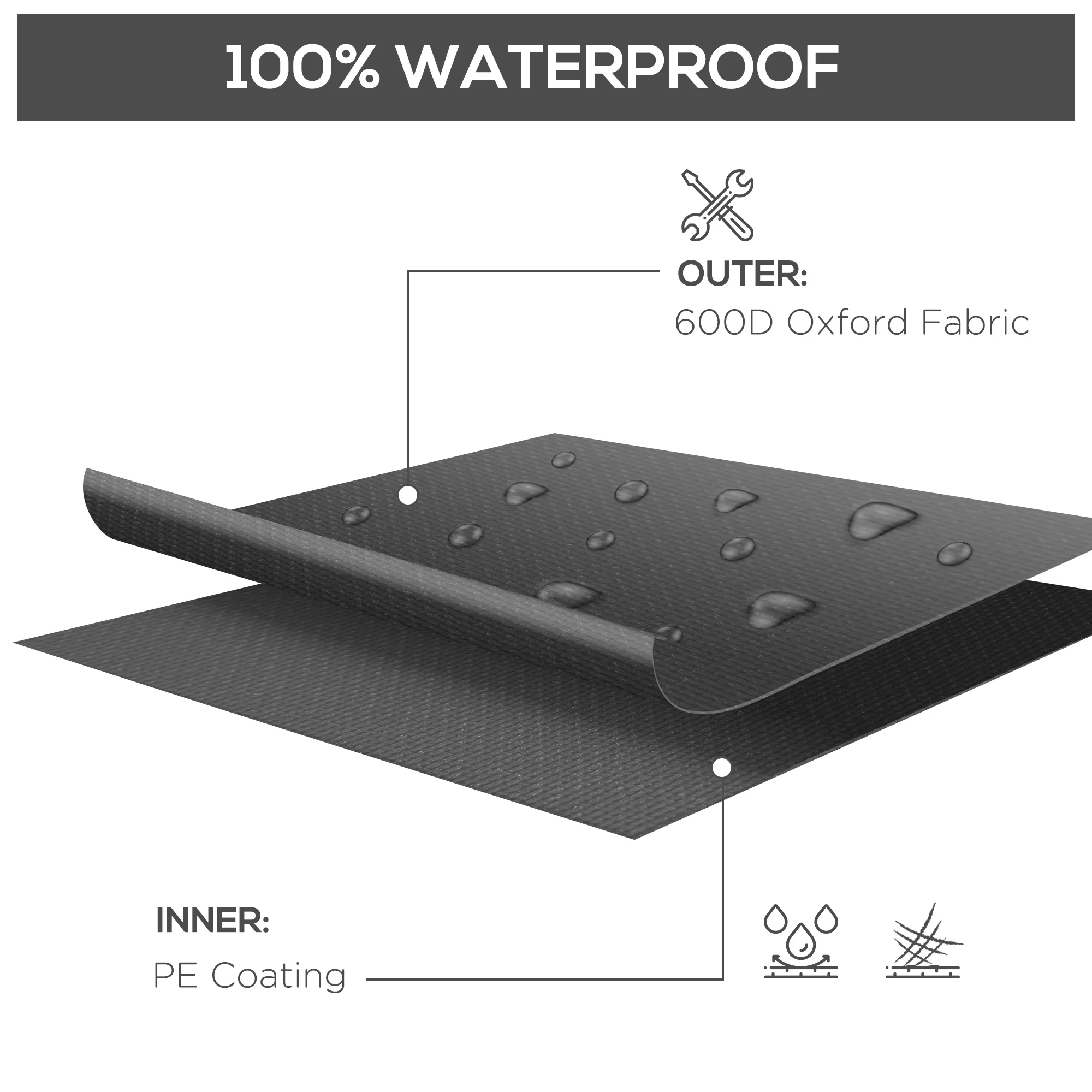 Waterproof Patio Furniture Cover for Outdoor Sectional Sofa Set, 97" x 65" x 26", Black - Image 6