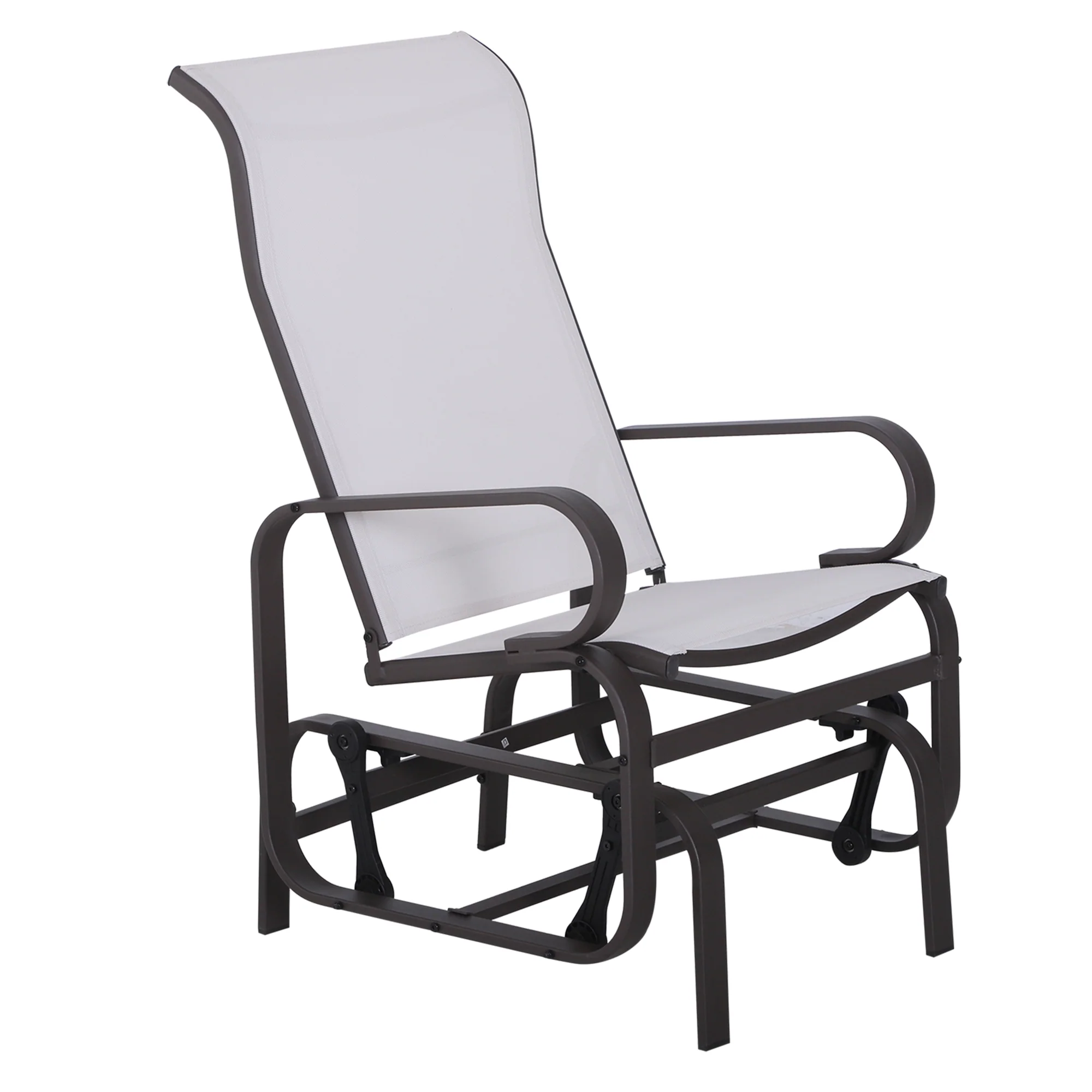 Patio Glider with Breathable Mesh Fabric, Outdoor Garden Rocking Gliding Seat, Beige - Image 12