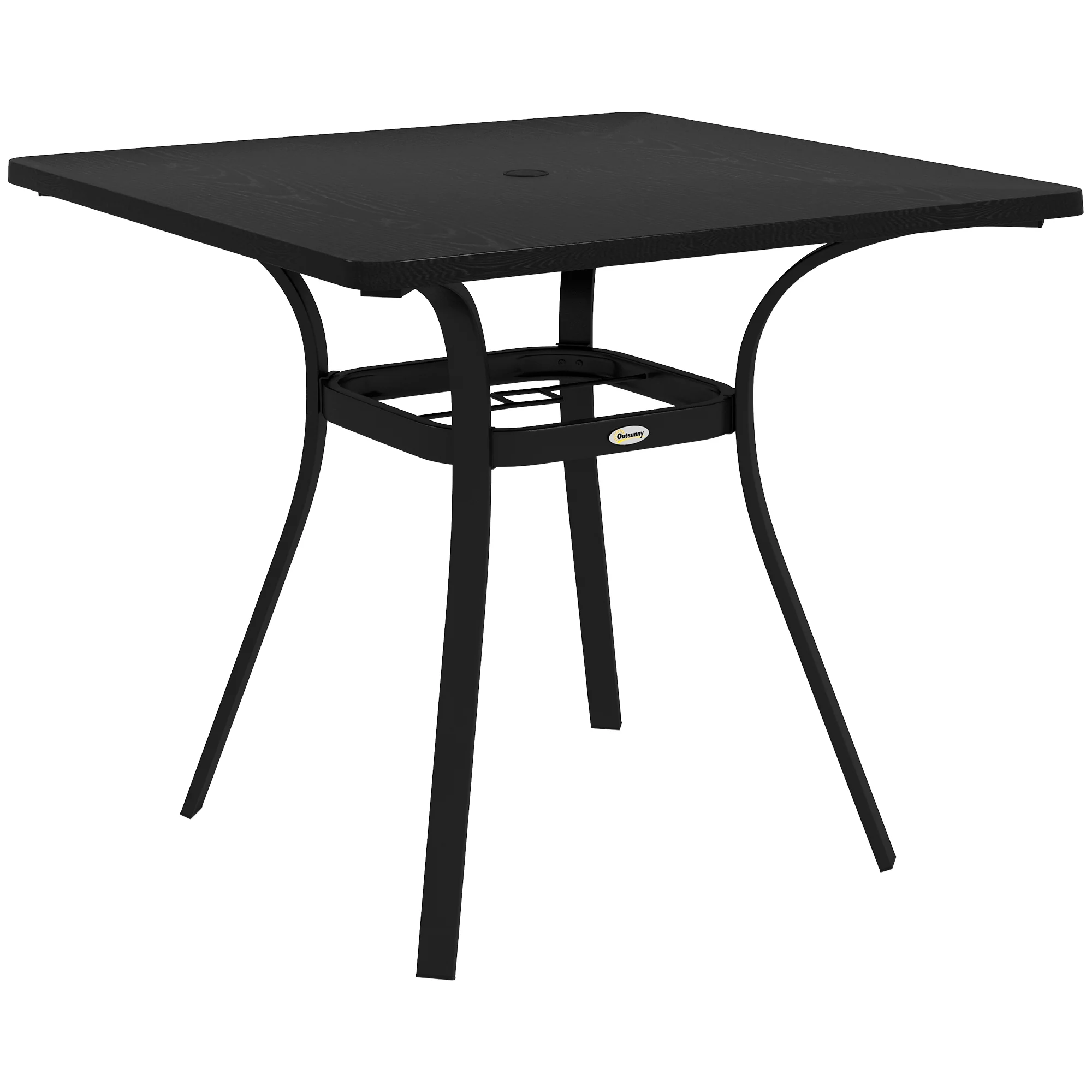 Square Patio Dining Table for 4 with Steel Legs & Metal Tabletop for Garden, Black - Image 12