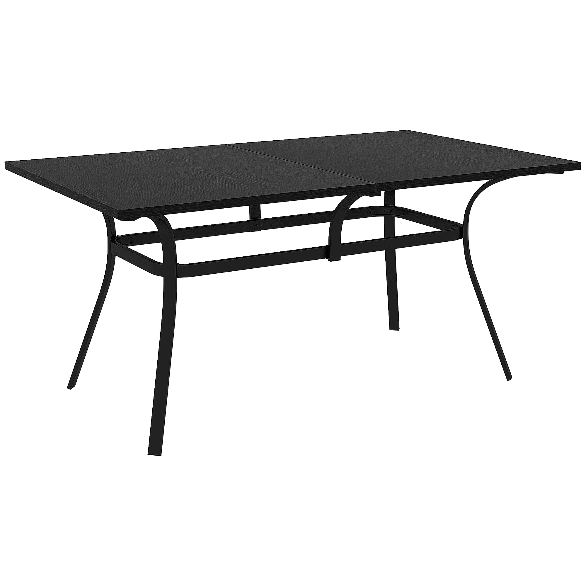 Rectangle Patio Dining Table for 6 with Steel Legs & Metal Tabletop for Garden, Black - Image 12