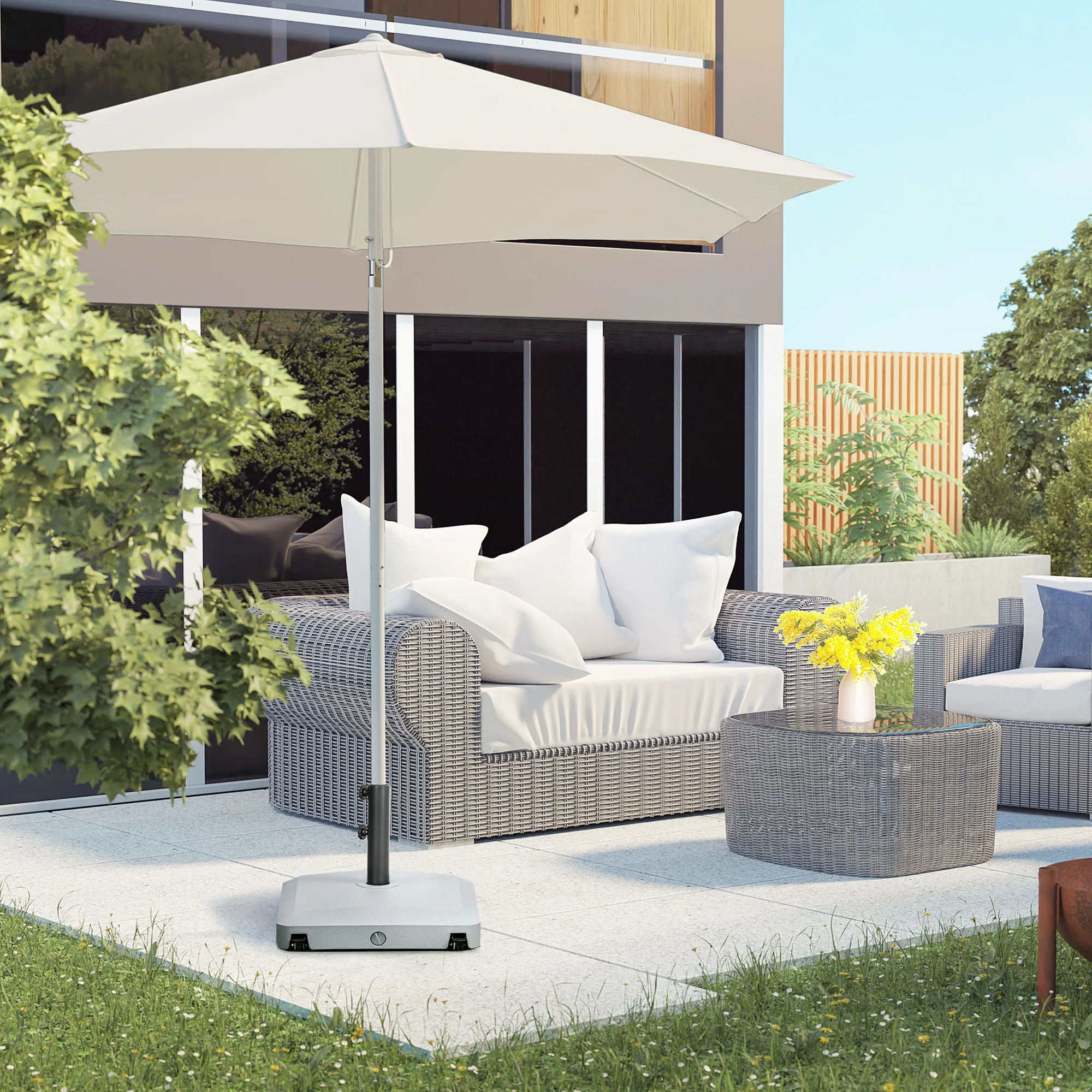 66lb Wheeled Umbrella Base, for 1.5"/1.9" Poles, Light Grey - Image 4