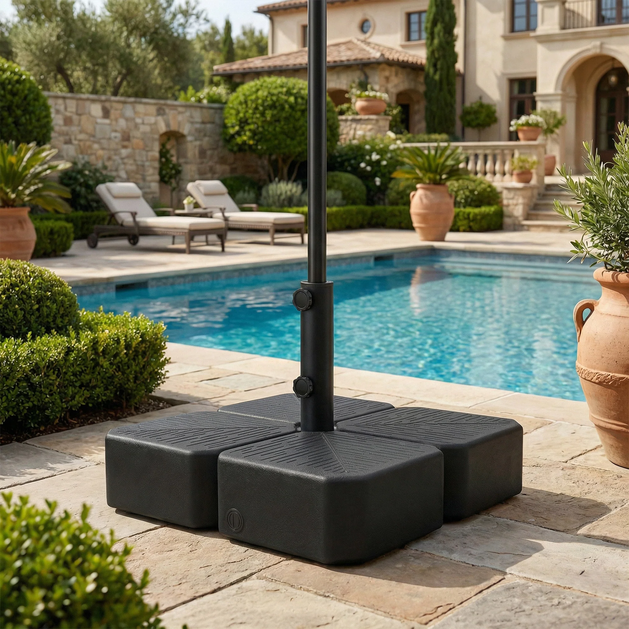 Patio Umbrella Base with Wheels, Square Heavy Duty Umbrella Stand Holder, 70 lbs Water or 88 lbs Sand Filled, for 1.5"/1.9" Poles for Lawn, Outdoor, Black - Image 10