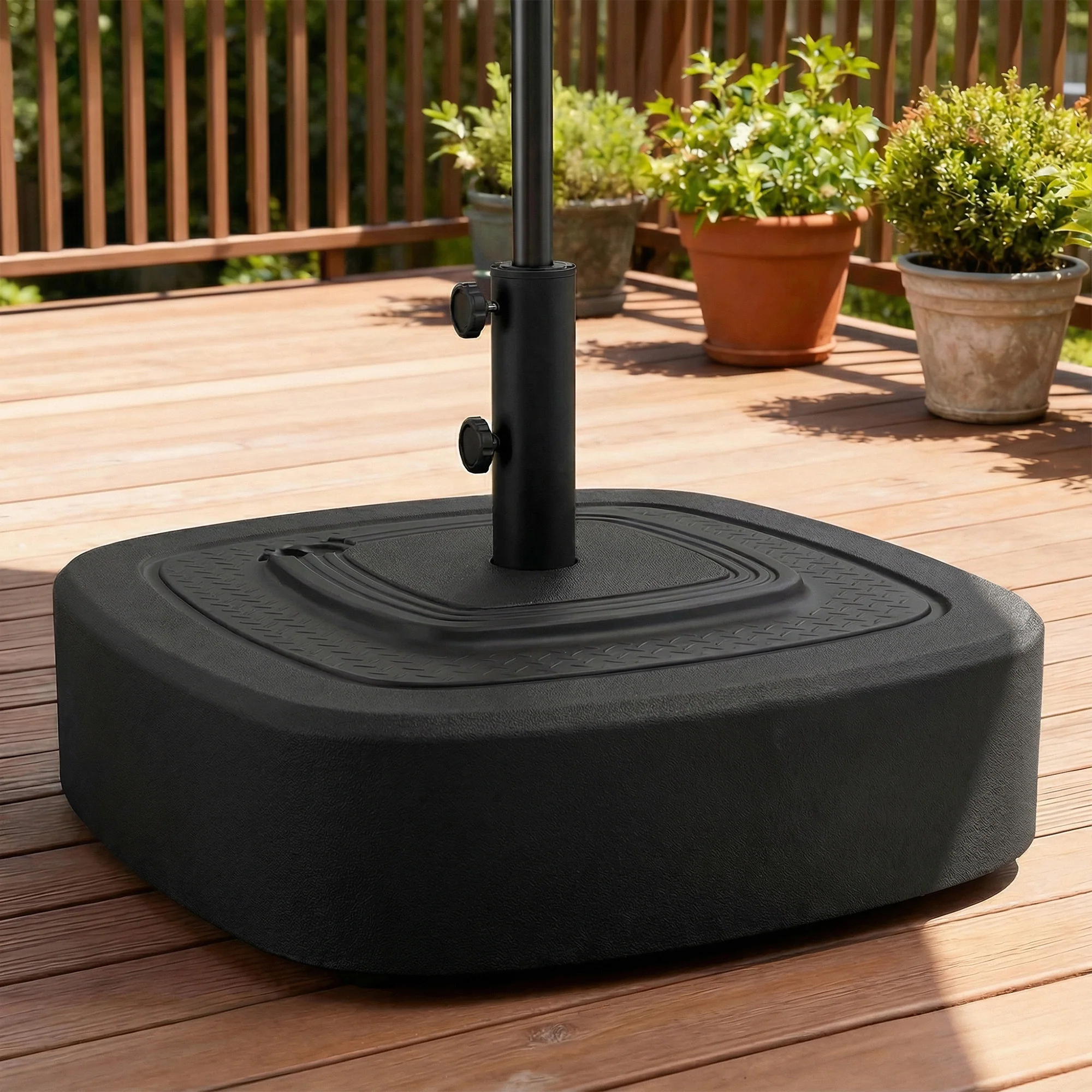 Patio Umbrella Base with Wheels, Umbrella Stand with 110 lbs. Sand or 86 lbs. Water Filled, Outdoor Umbrella Stand Holder for 1.5"/1.9" Poles for Lawn, Poolside, Black - Image 4