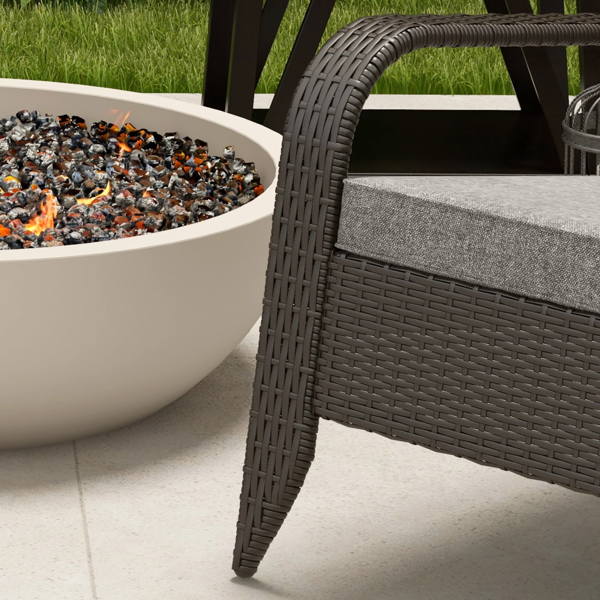 Patio Wicker Adirondack Chair, Outdoor Rattan Muskoka Chair with Cushions, Grey - Image 11