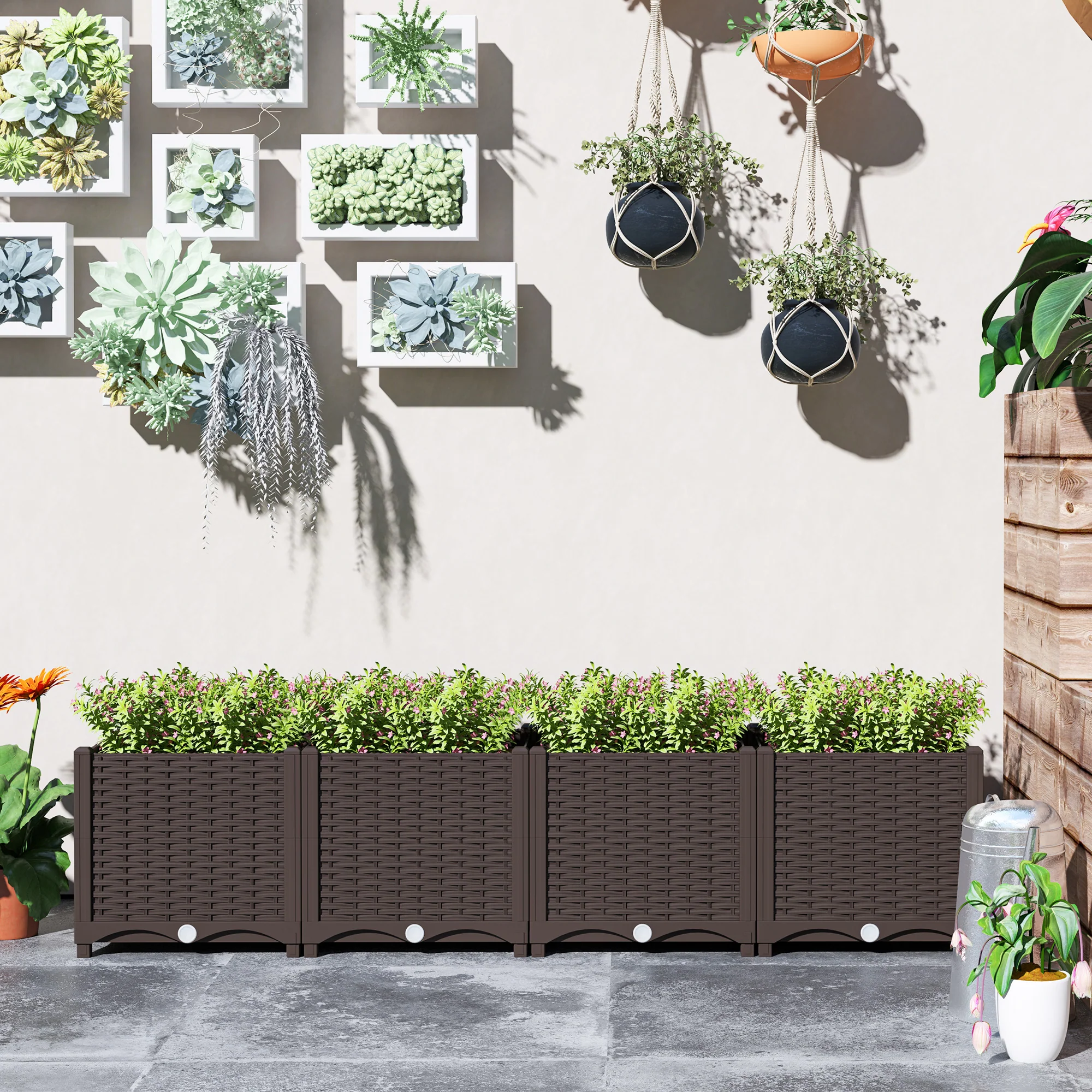 63" x 15.7" x 14.6" Plastic Raised Garden Bed with Drainage Holes, Brown - Image 11