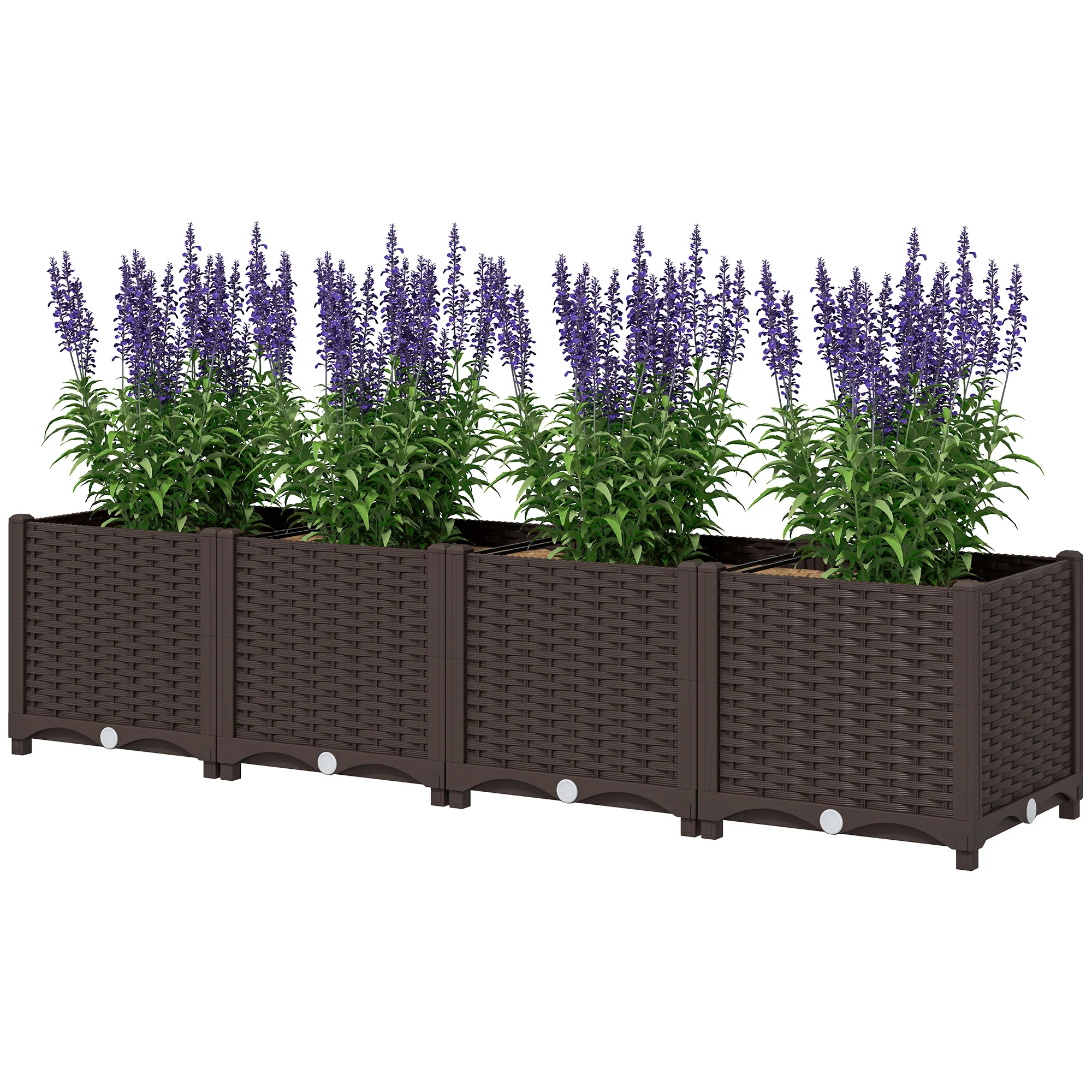 63" x 15.7" x 14.6" Plastic Raised Garden Bed with Drainage Holes, Brown - Image 2