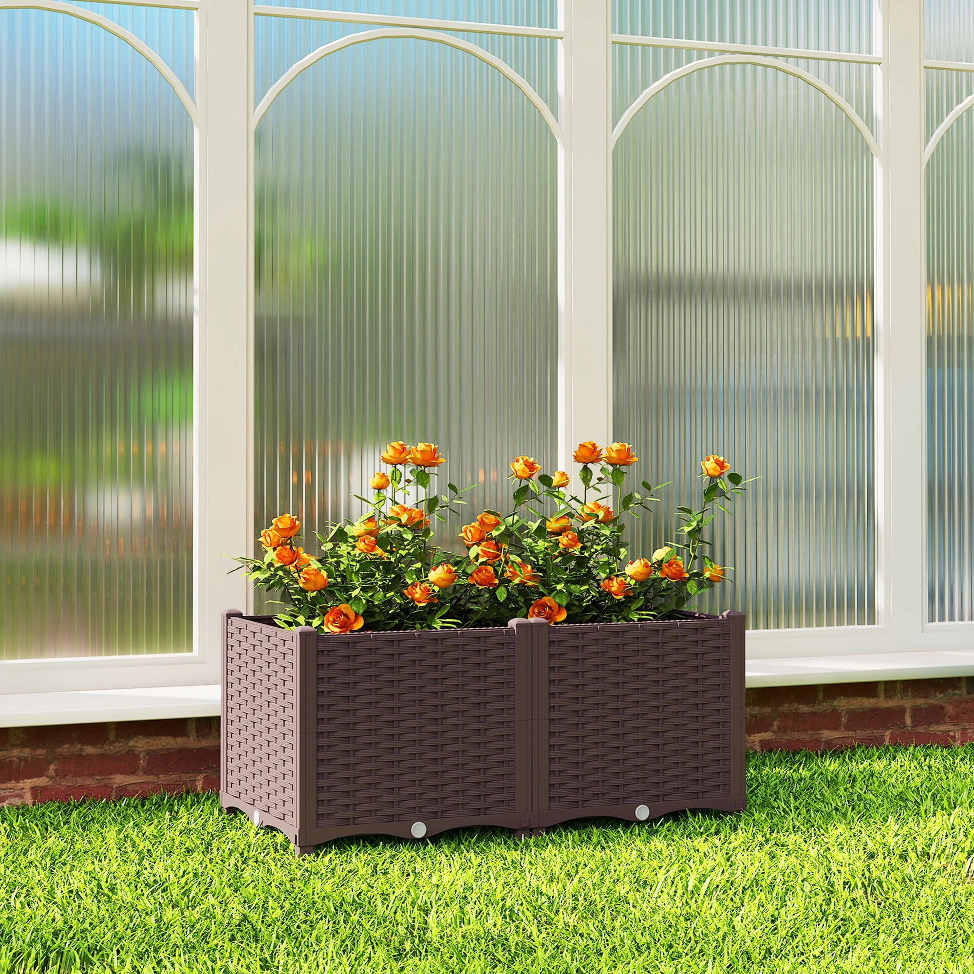 Plastic Raised Garden Bed with Legs, Self Watering Elevated Planter Boxes with Drainage Holes and Plugs, Easy Assembly Outdoor Planter Box for Vegetables, Flowers, Herbs, 80 x 40 x 37 cm - Image 11