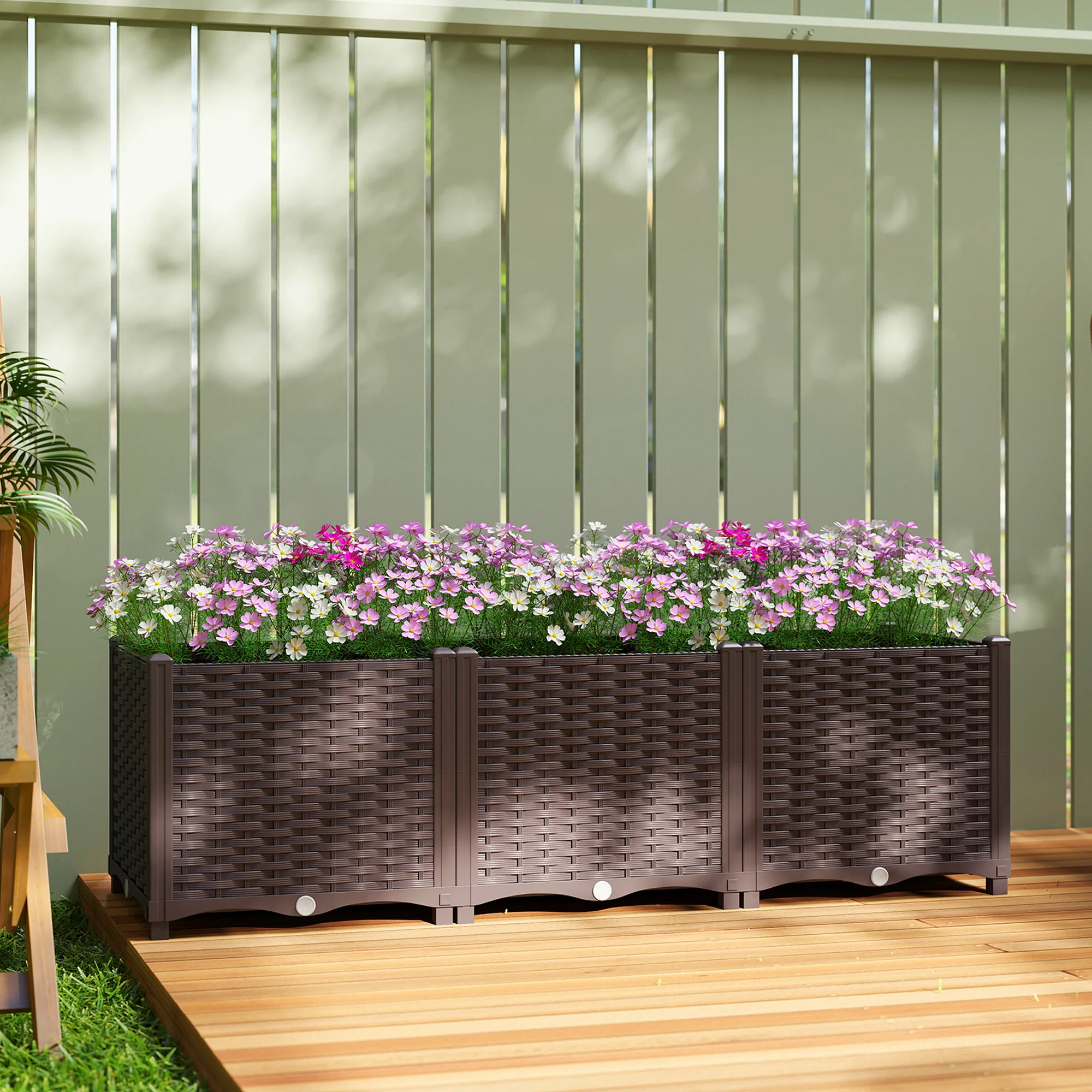 Plastic Raised Garden Bed with Legs, Self Watering Elevated Planter Boxes with Drainage Holes and Plugs, Easy Assembly Outdoor Planter Box for Vegetables, Flowers, Herbs, 120 x 40 x 37 cm - Image 3